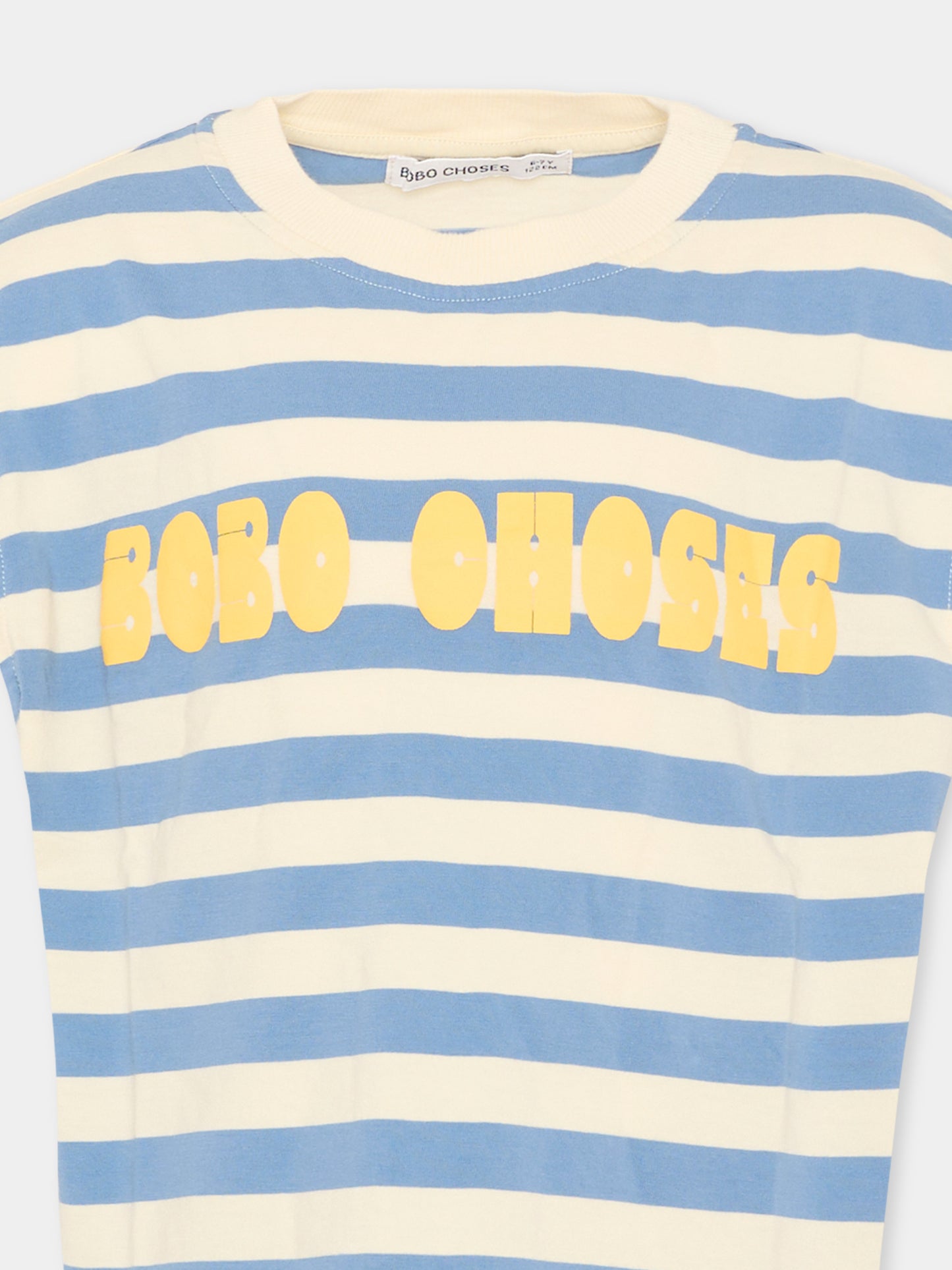 Canotta blu a righe per bambino con logo,Bobo Choses,B126AC140