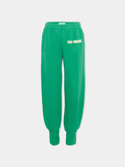 Pantaloni sportivi verdi per bambini con logo,Bobo Choses,B126AC147