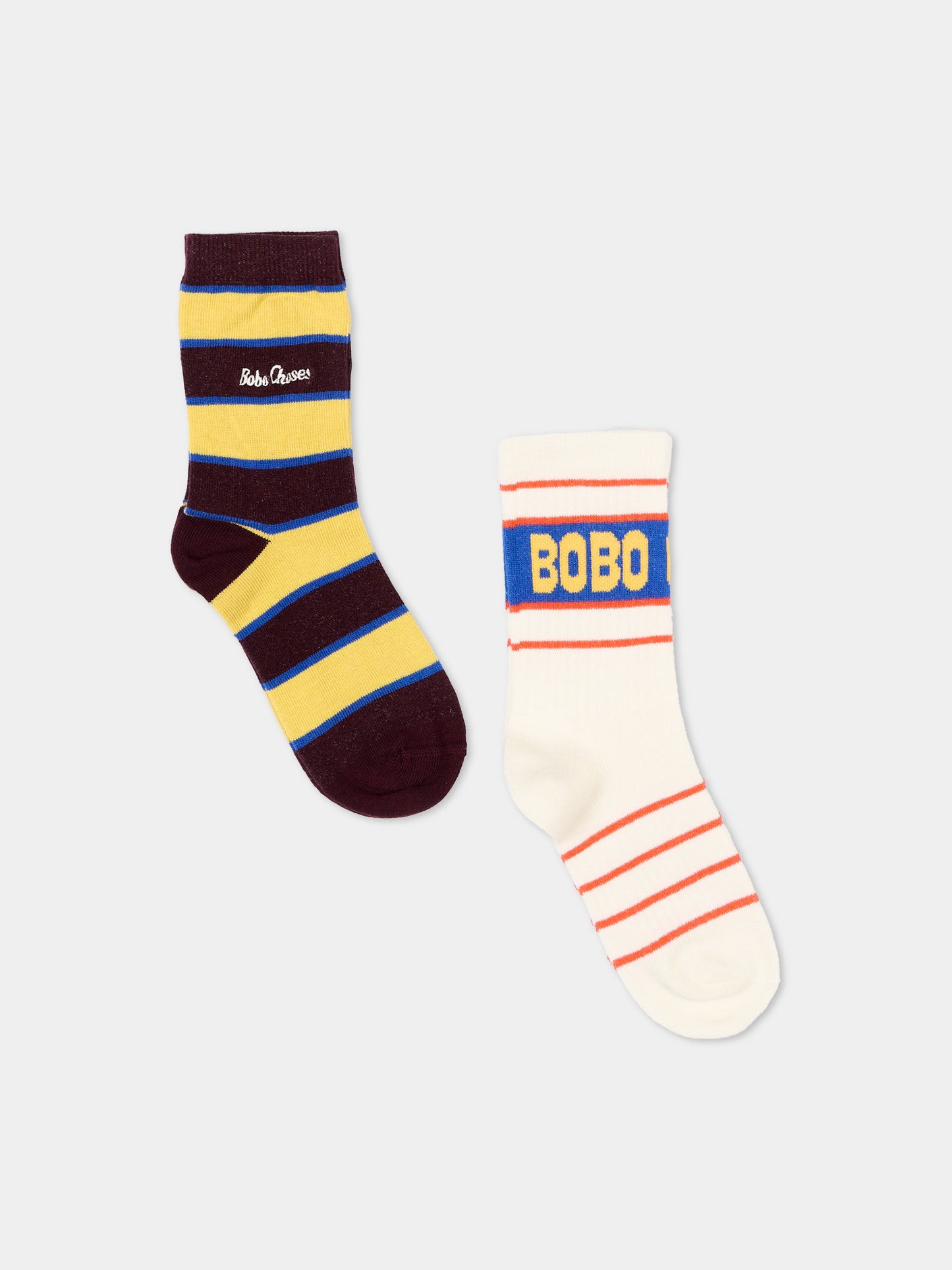 Calzini multicolor per bambini a righe con logo,Bobo Choses,B126AI006