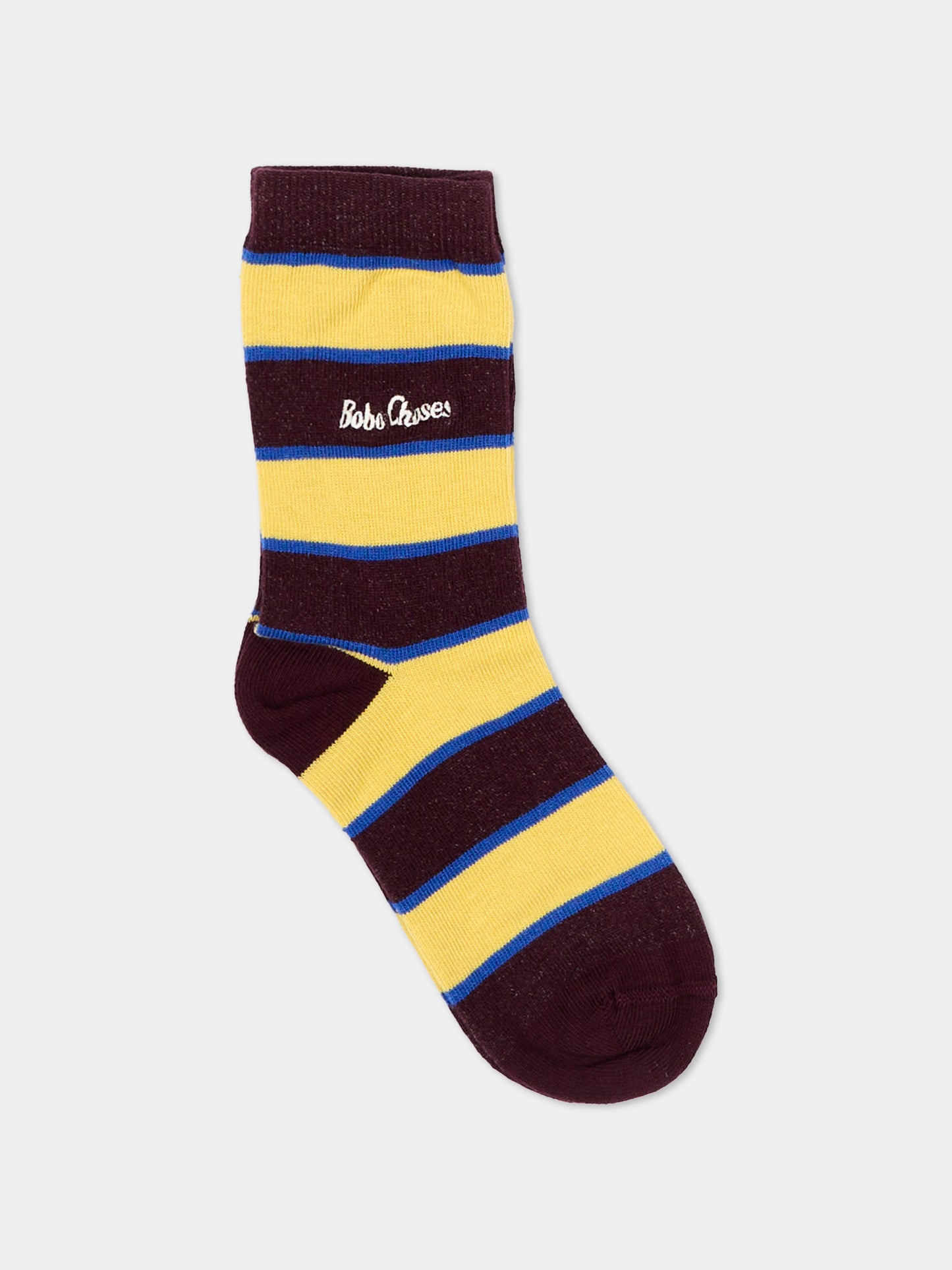 Calzini multicolor per bambini a righe con logo,Bobo Choses,B126AI006