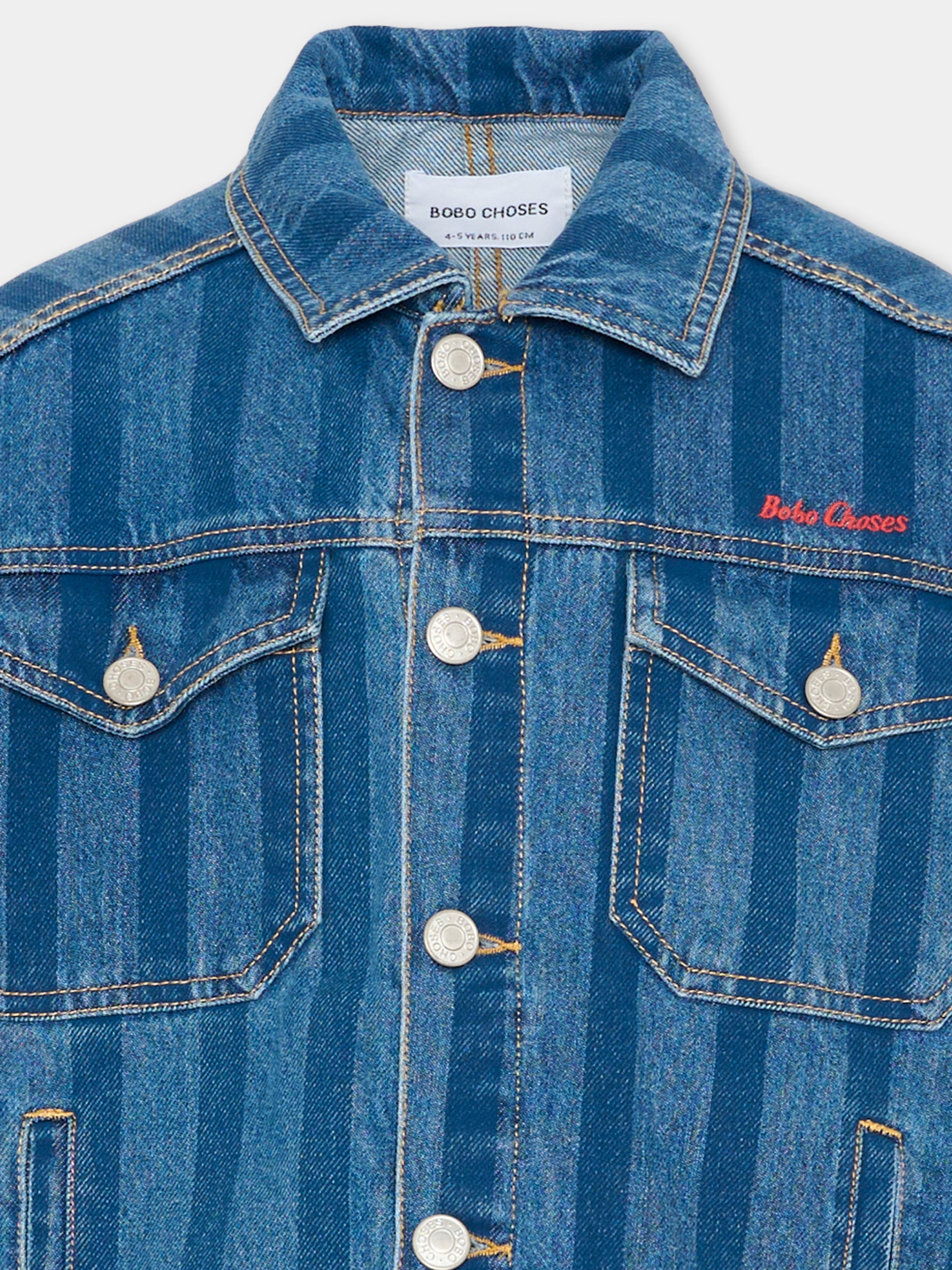 Giubbotto di jeans denim per bambini a righe,Bobo Choses,B126AC122