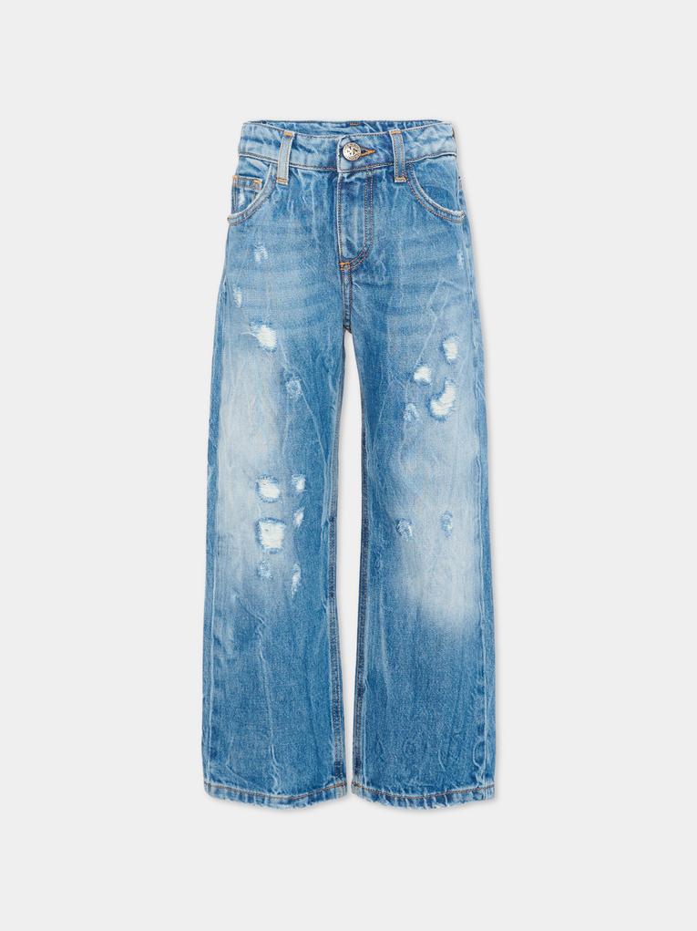 Jeans denim per bambino con maxi logo,Richmond,RBP26228JE DENIM STONEWASH