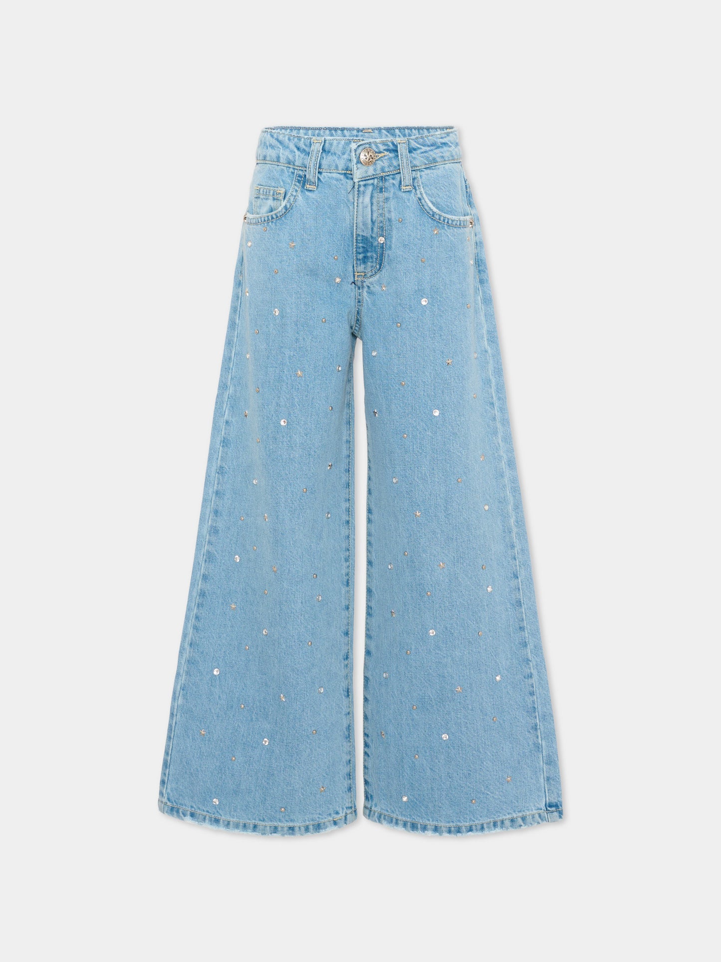 Jeans denim per bambina con strass,Richmond,RGP26133JE DENIM BLUE LIGHT