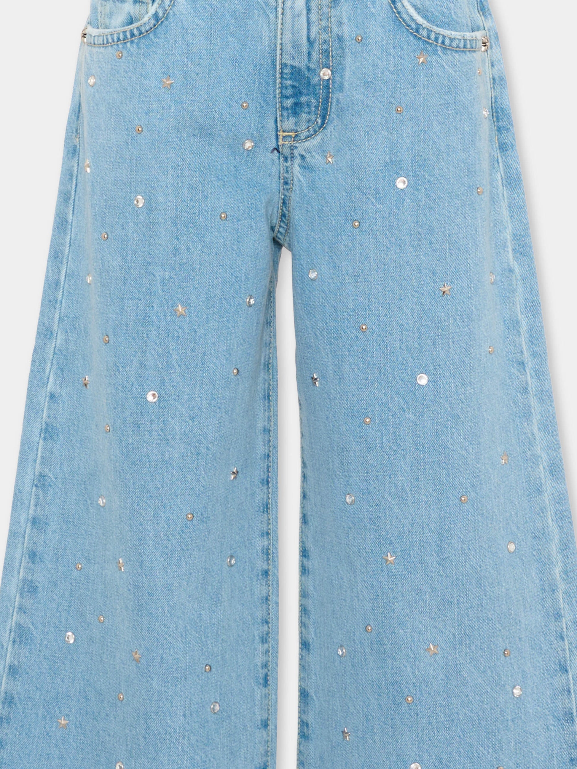 Jeans denim per bambina con strass,Richmond,RGP26133JE DENIM BLUE LIGHT