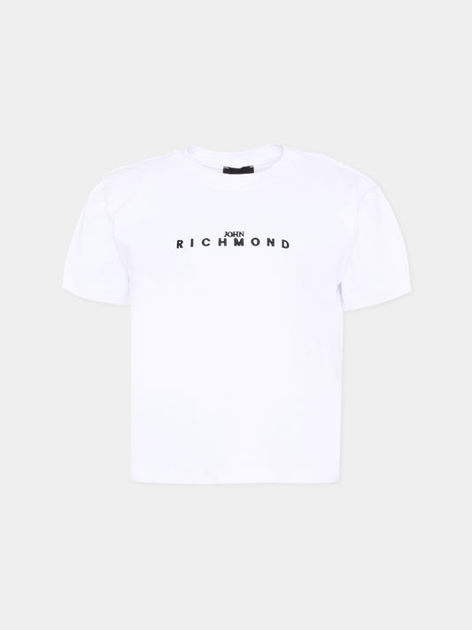 T-Shirt bianca per bambina con logo,Richmond,RGP26112TS WHITE