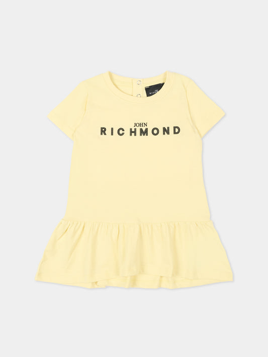 Vestito giallo per neonata con logo,Richmond,RIP26034VE YELLOW WAX