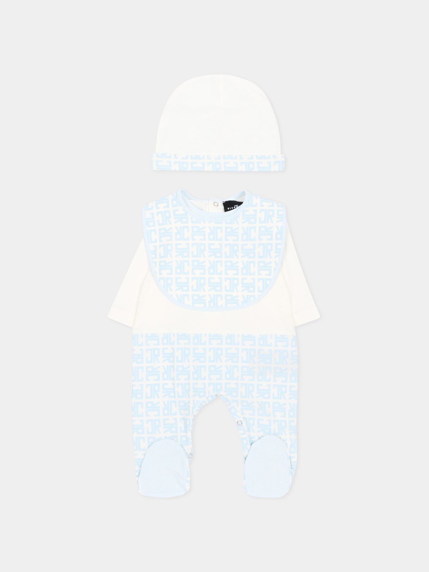 Set tutina azzurro per neonato con logo,Richmond,RLP26001TU AZURE