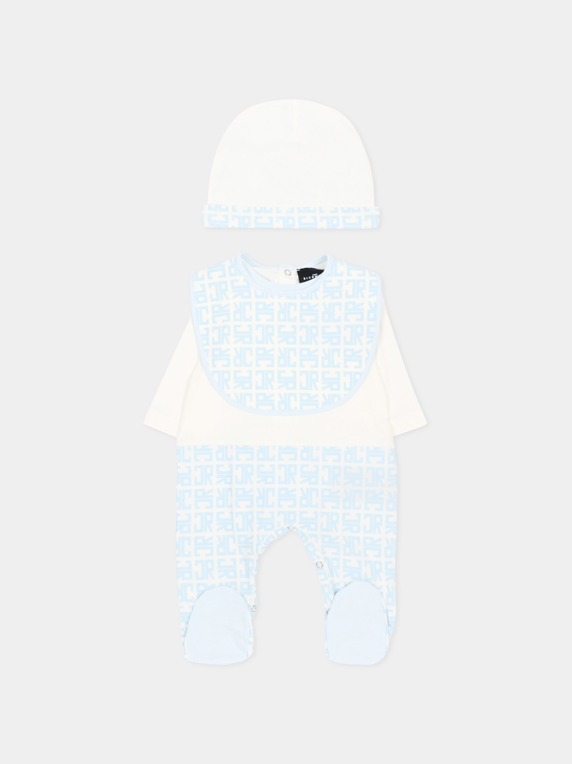 Set tutina azzurro per neonato con logo,Richmond,RLP26001TU AZURE