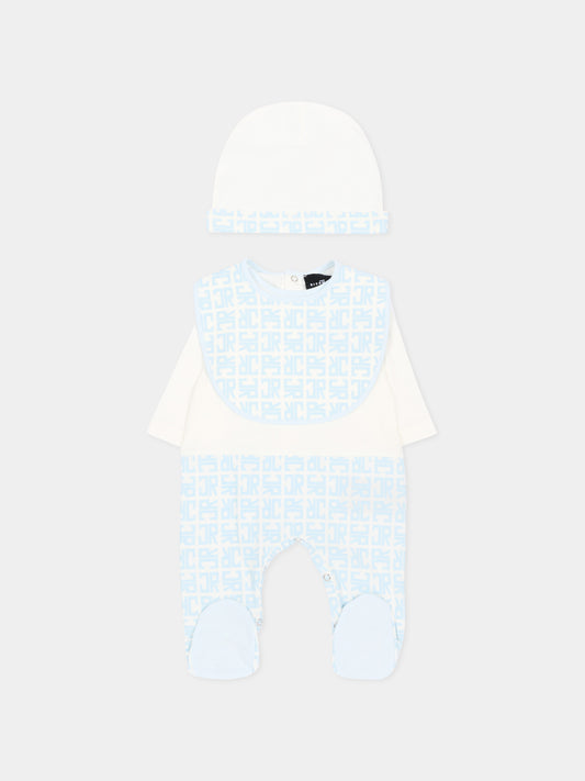 Set tutina azzurro per neonato con logo,Richmond,RLP26001TU AZURE