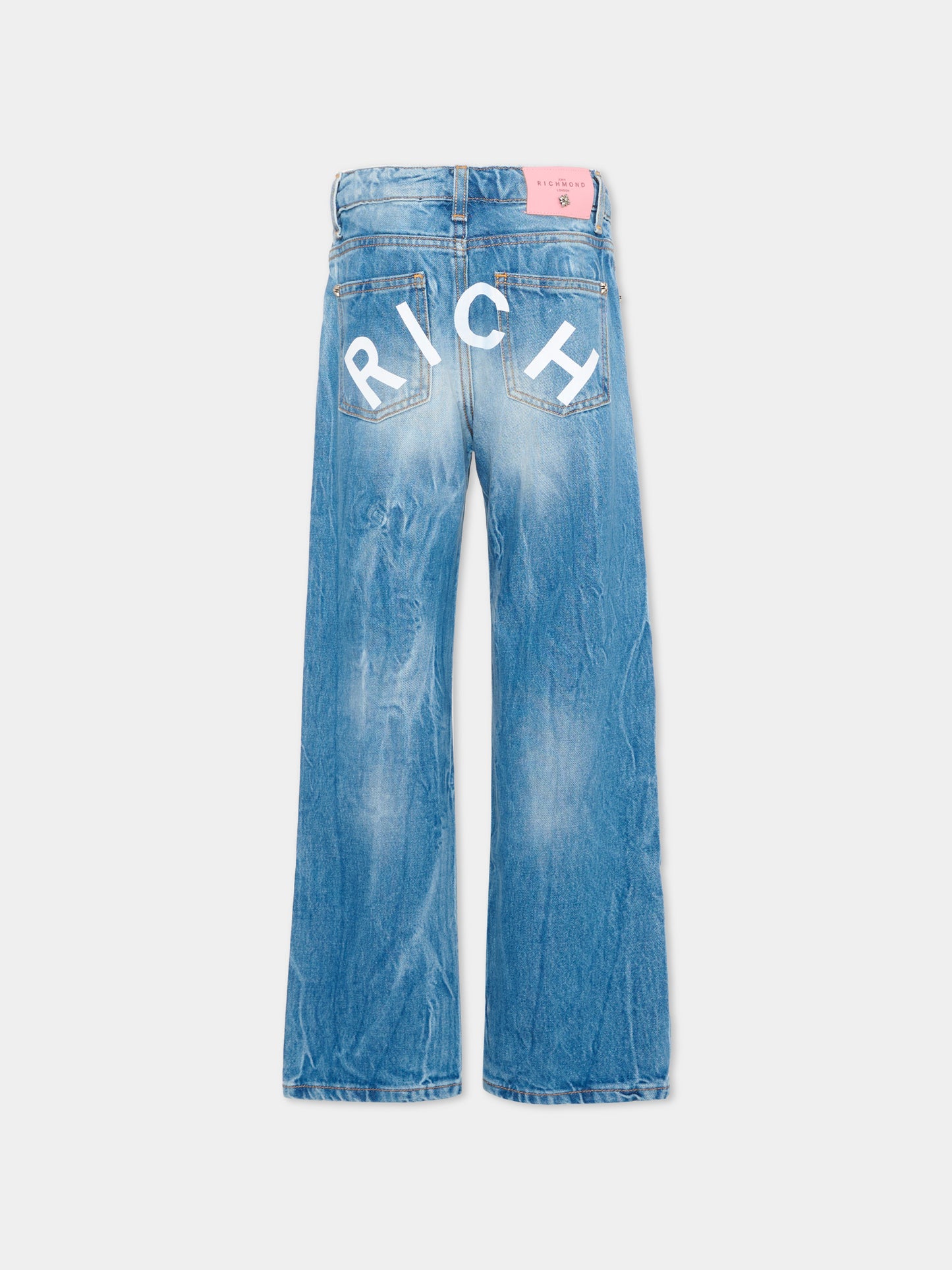 Jeans denim per bambina con logo,Richmond,RGP26221JE DENIM STONEWASH
