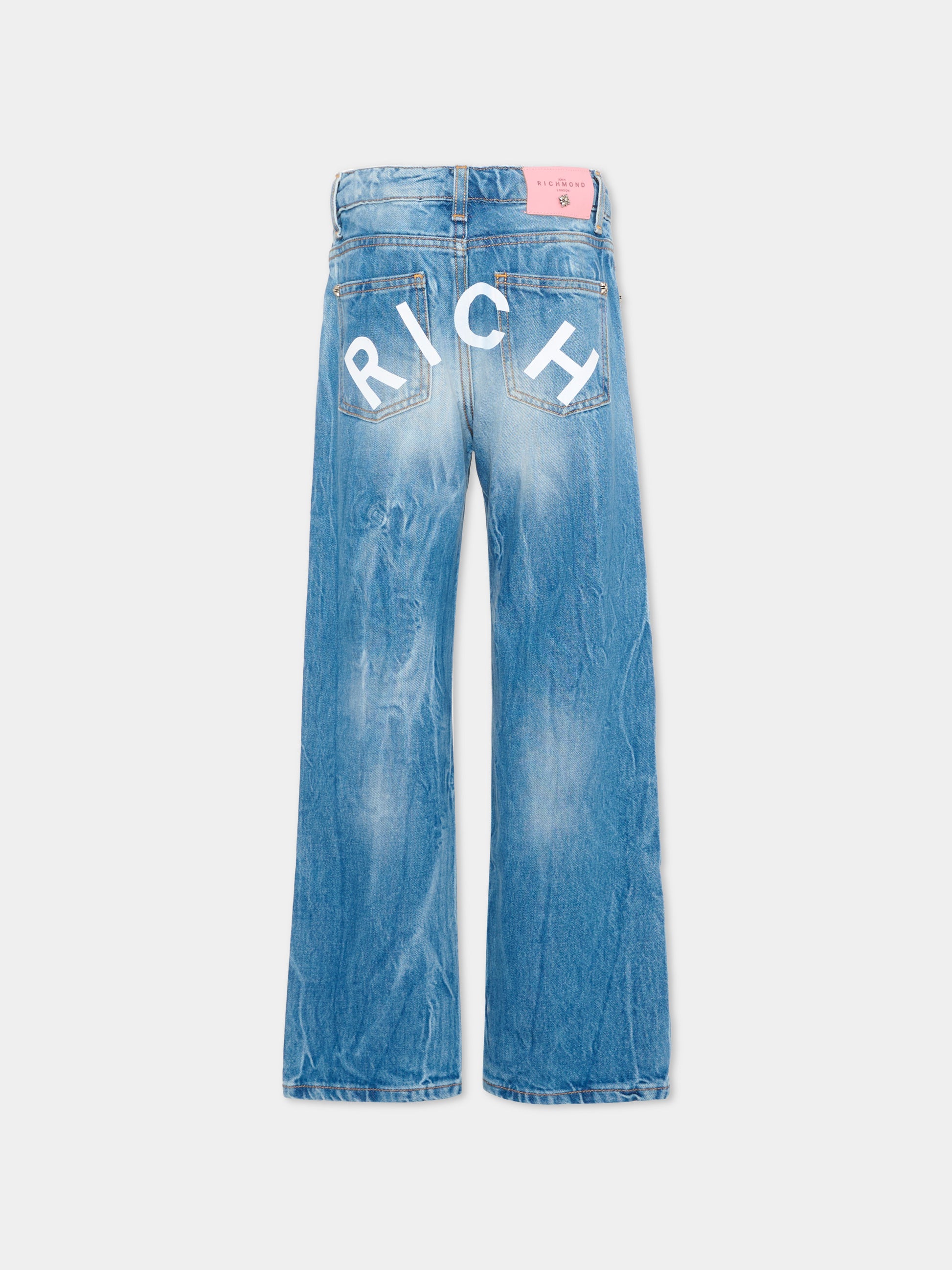 Jeans denim per bambina con logo,Richmond,RGP26221JE DENIM STONEWASH