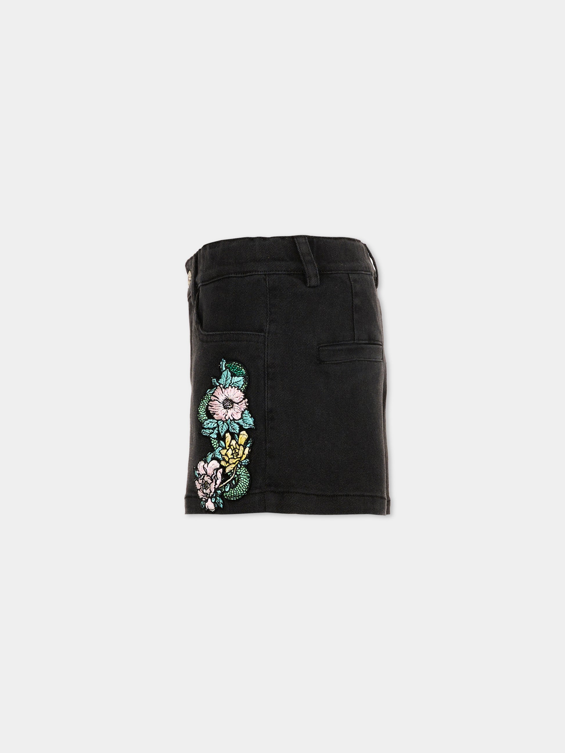 Shorts nero per bambina con ricami,Richmond,RGP26122SH BLACK