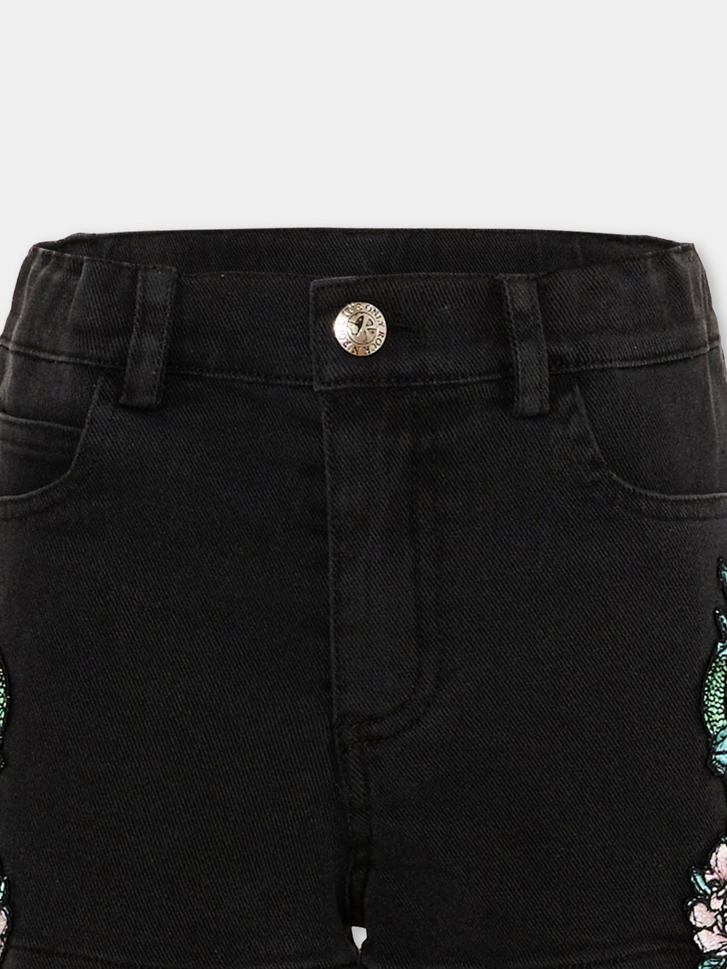 Shorts nero per bambina con ricami,Richmond,RGP26122SH BLACK
