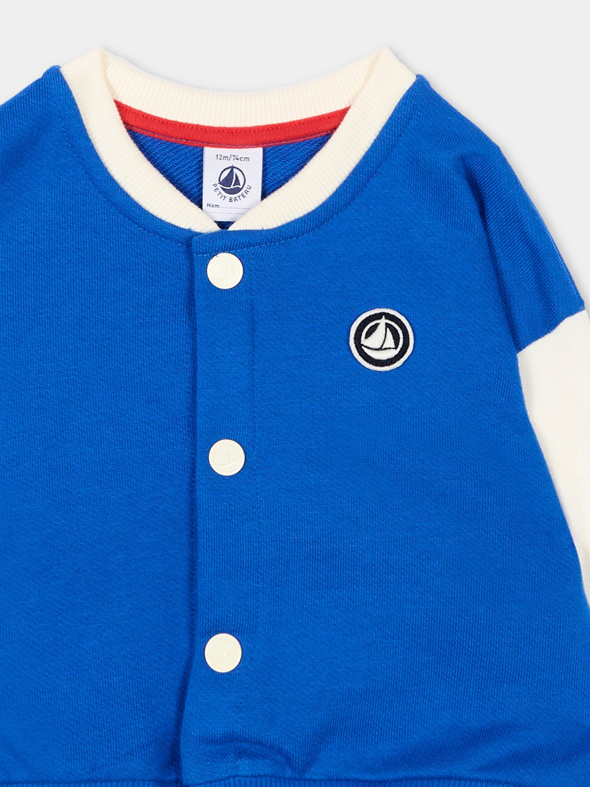 Bomber blu per neonato con logo,Petit Bateau,A0FRP PERSE/MILK 01