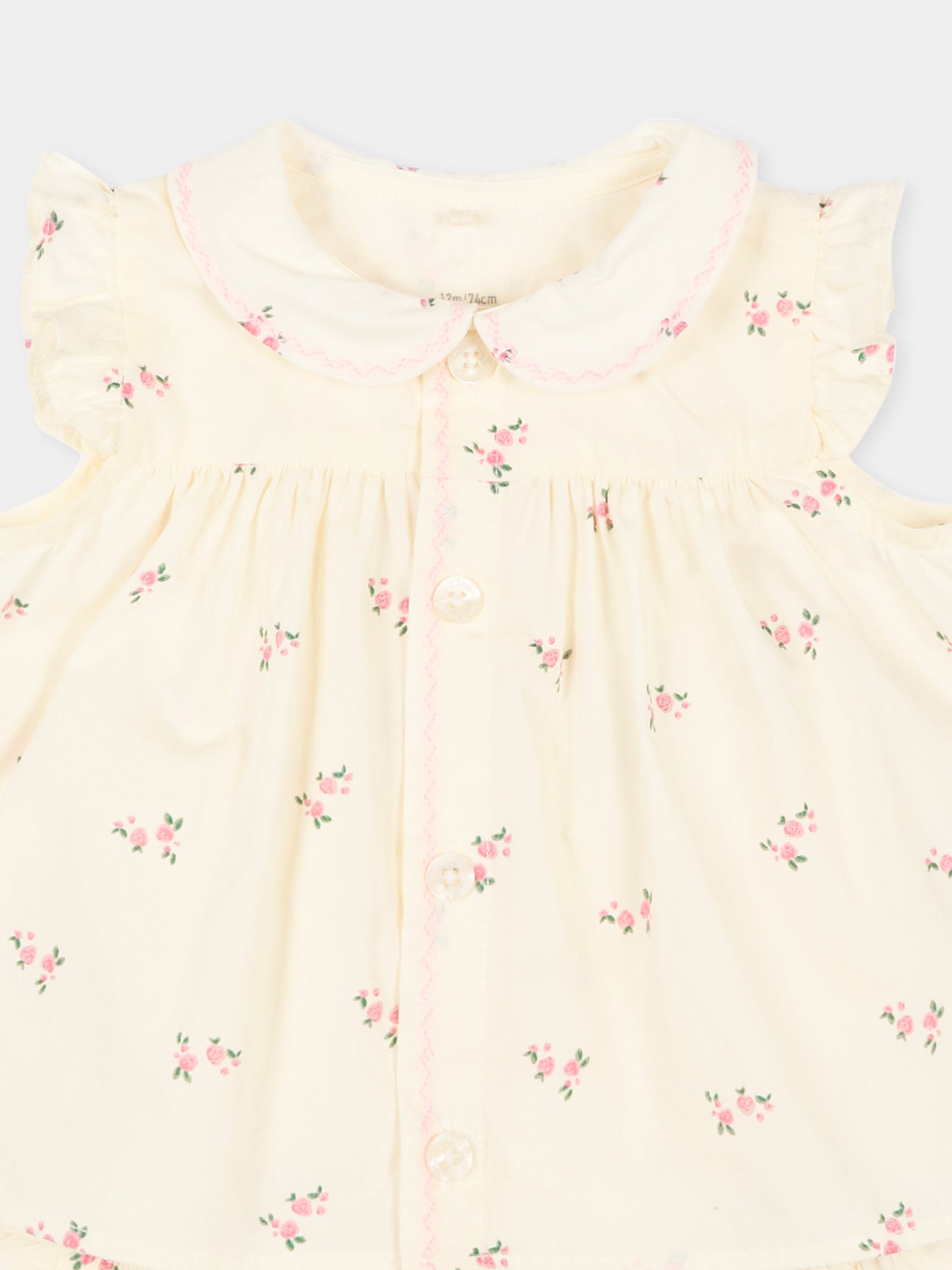 Completo sportivo avorio per neonata floreale,Petit Bateau,A0FBL MILK/MULTICO 01