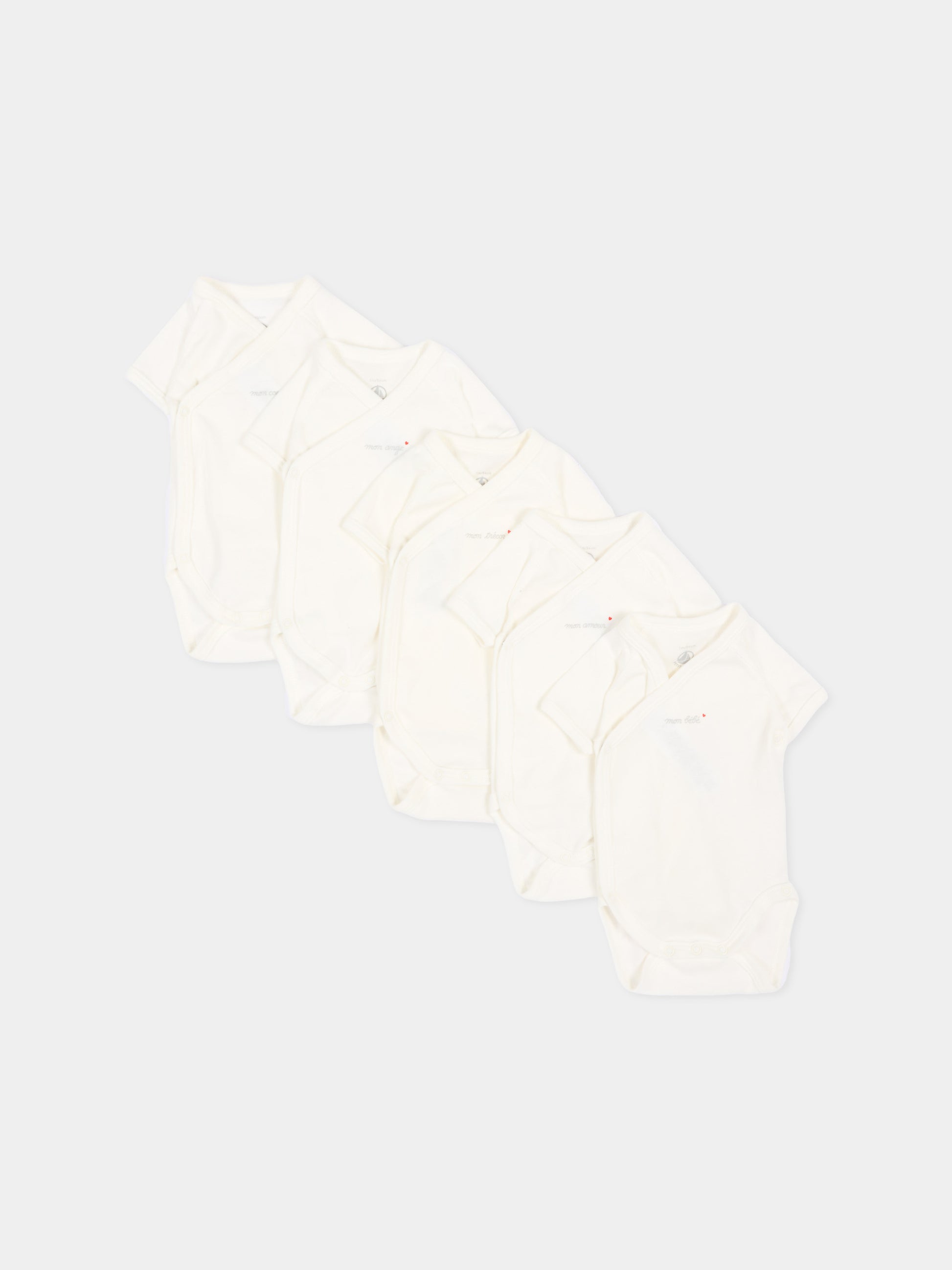 Set body bianco per neonati con dediche,Petit Bateau,A0F9Y VARIANTE 1 00