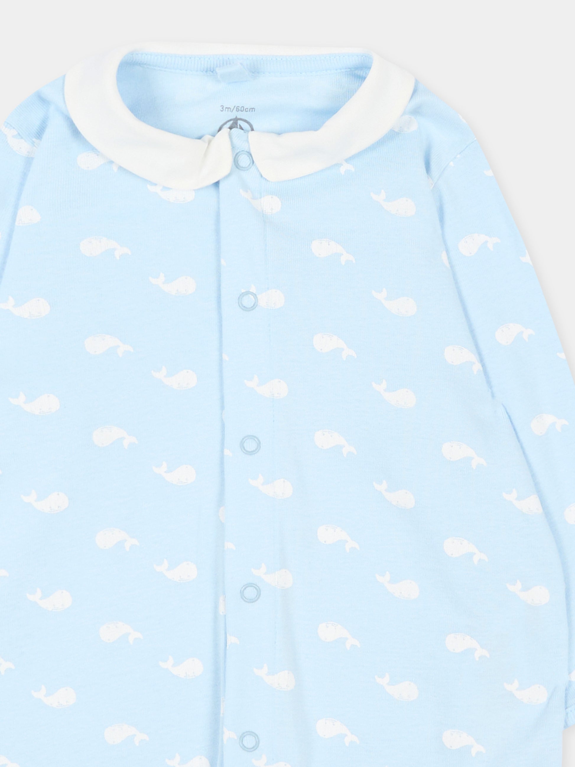 Tutina celeste per neonato con balene,Petit Bateau,A0F2H TOUDOU/MARSHMALLOW 01