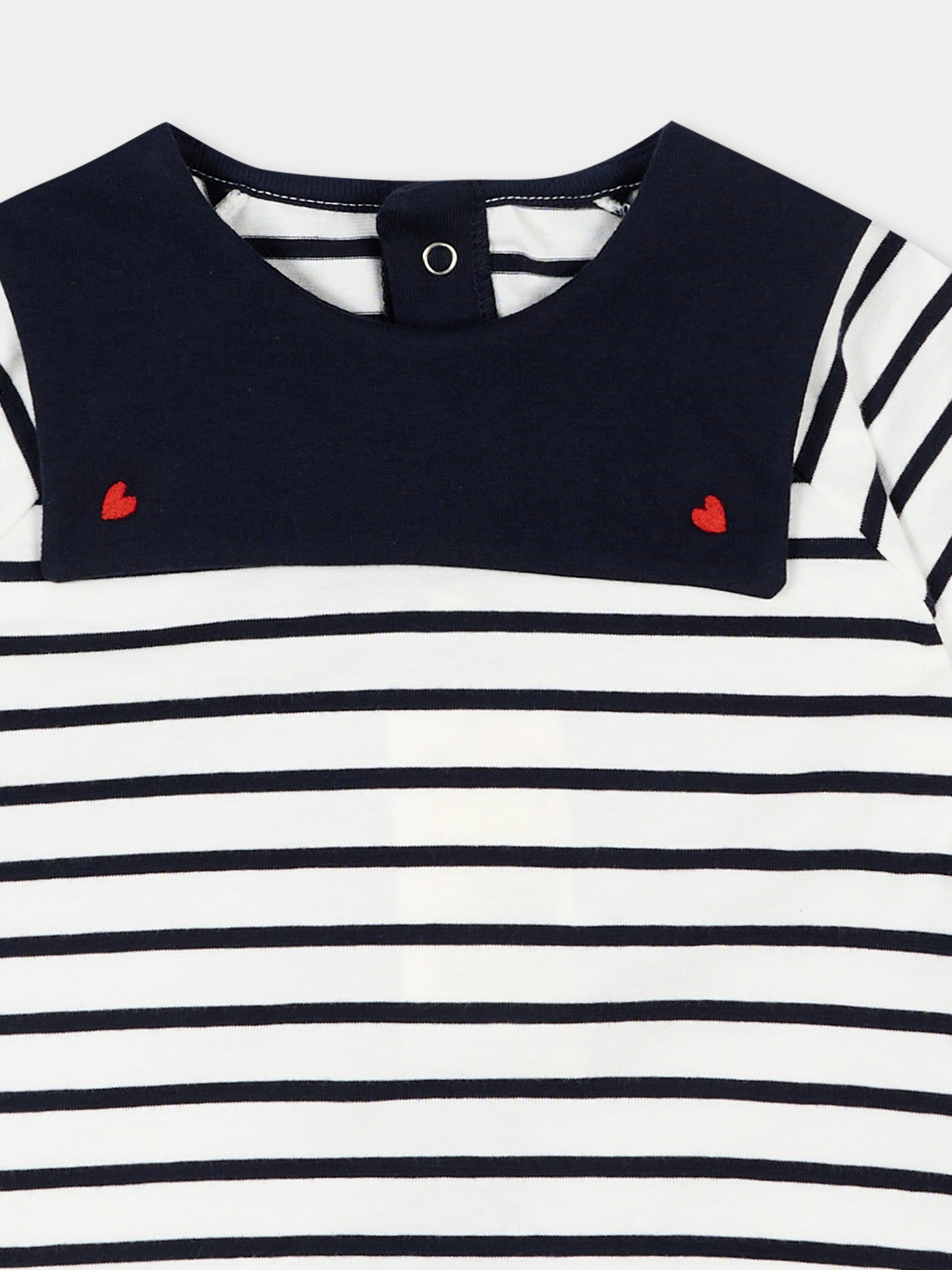 T-Shirt blu a righe per neonata,Petit Bateau,A0F94 MARSHMALLOW/SMOKING 01