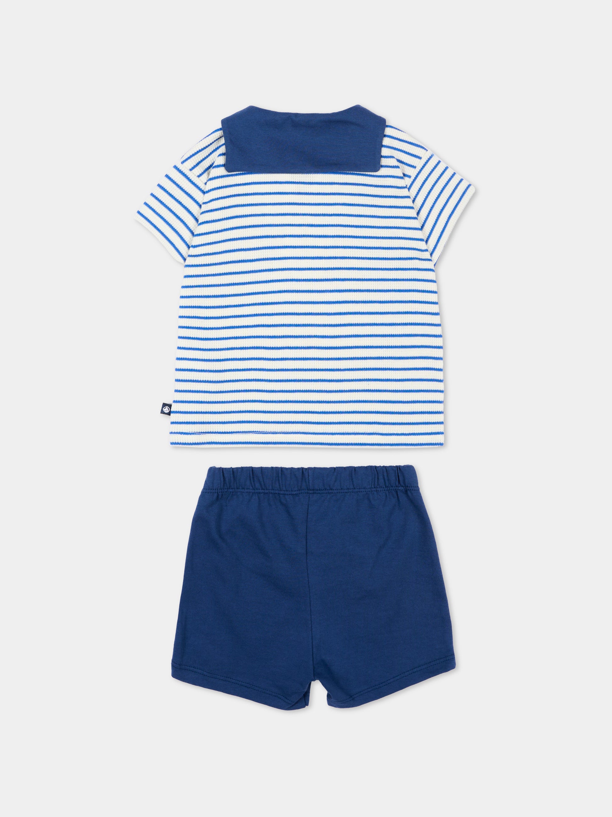 Completo sportivo blu per neonato righe,Petit Bateau,A0FMN MILK/PERSE 01
