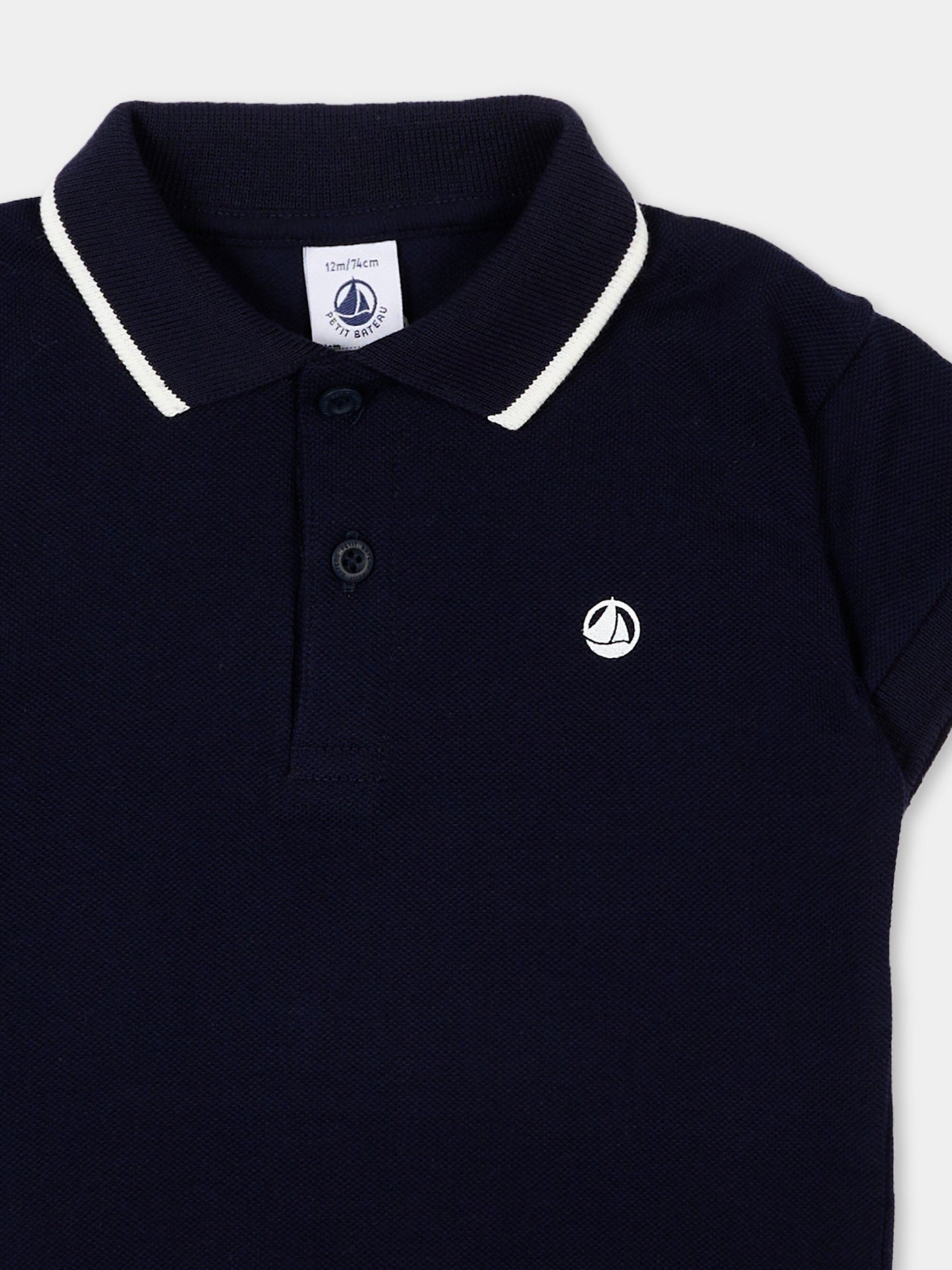 Polo blu per neonato con logo,Petit Bateau,A0FB5 SOIR 03