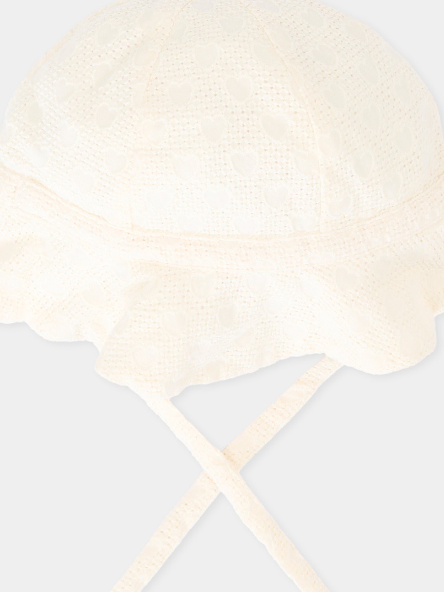 Cloche avorio per neonata con cuori,Petit Bateau,A0FDV MARSHMALLOW 01