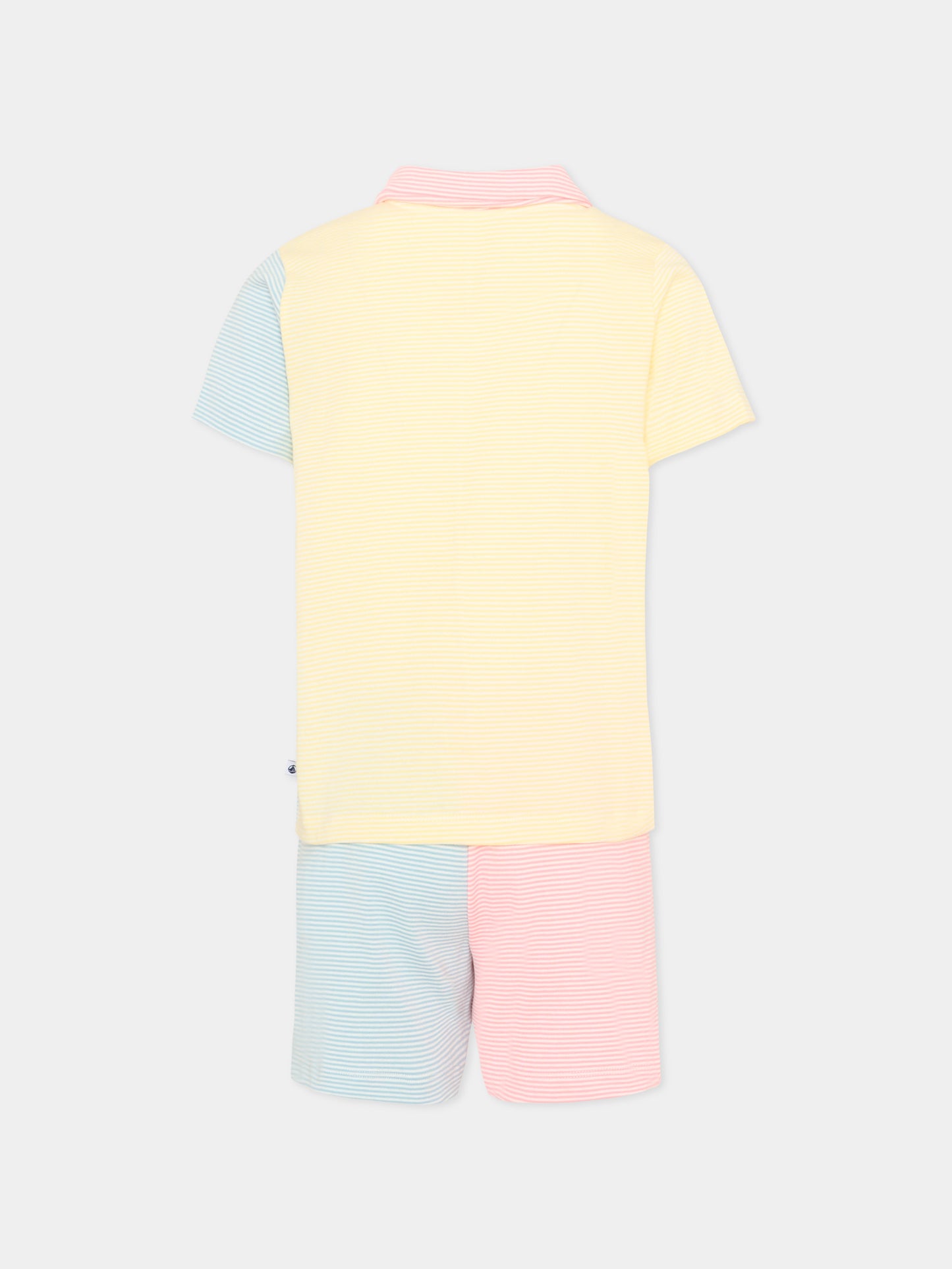 Pigiama multicolor per bambini a righe,Petit Bateau,A0F1M MARSHMALLOW/MULTICO 01