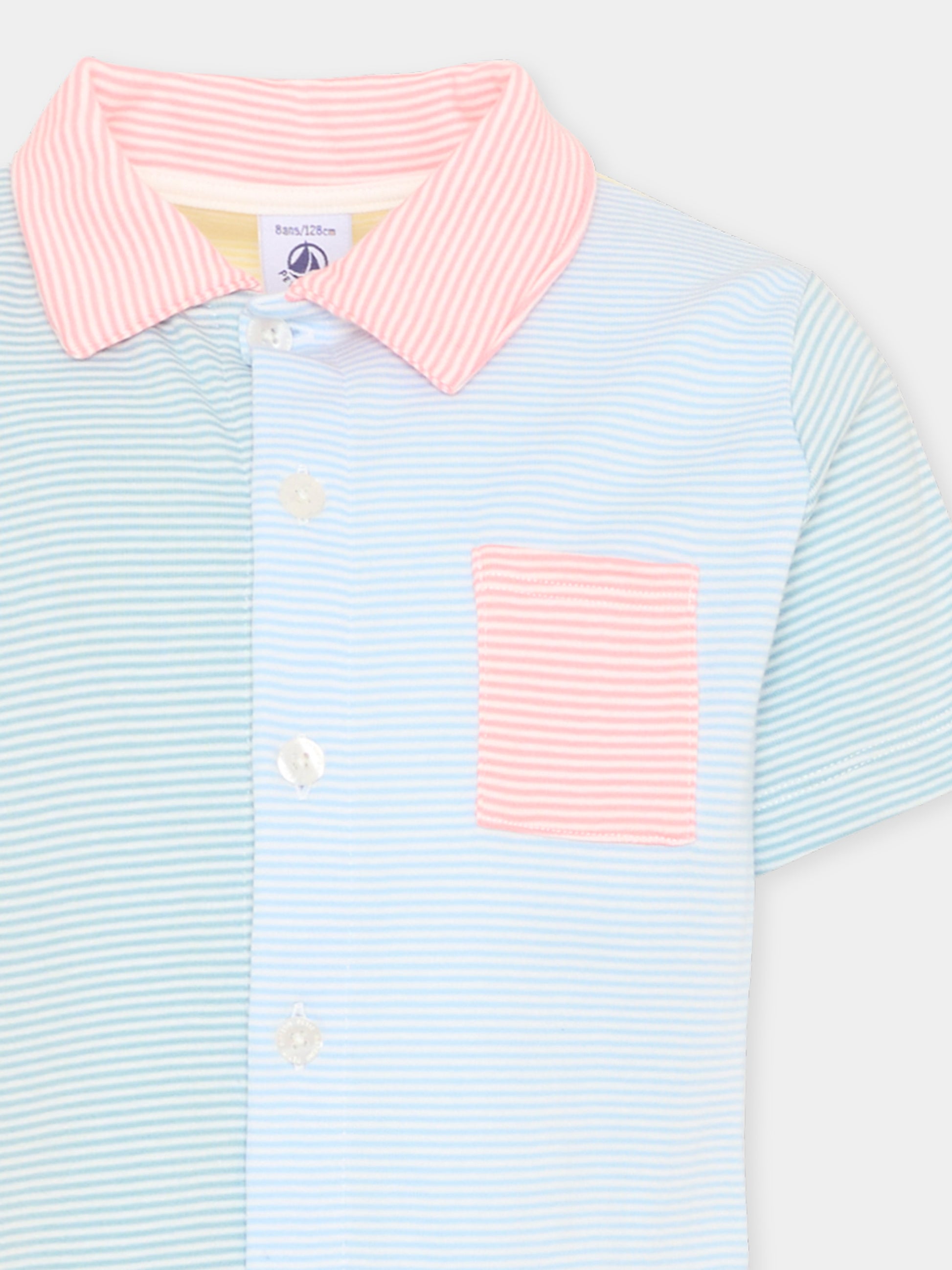 Pigiama multicolor per bambini a righe,Petit Bateau,A0F1M MARSHMALLOW/MULTICO 01