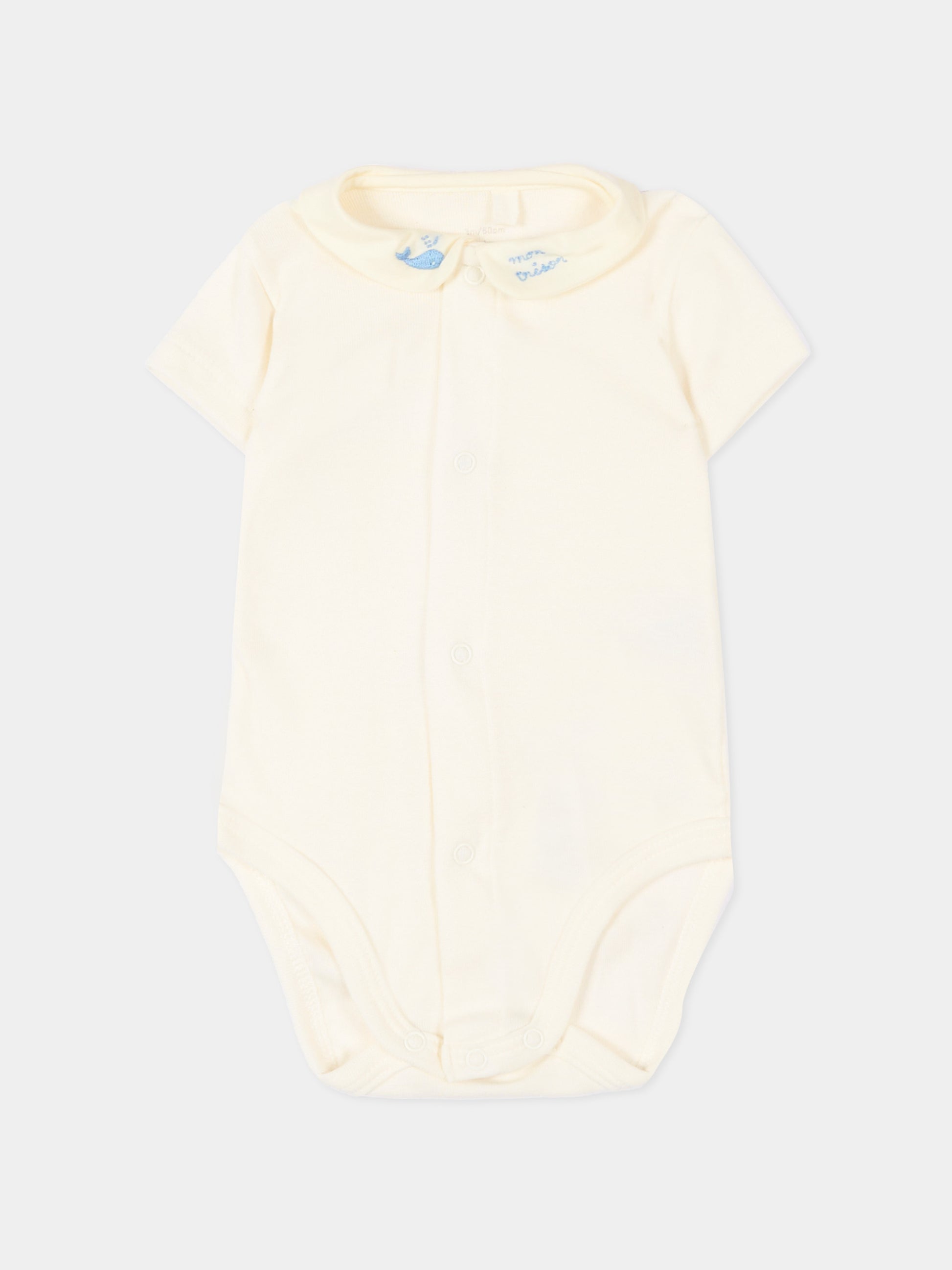 Body avorio per neonato con balena,Petit Bateau,A0FSV MILK/FLO 01