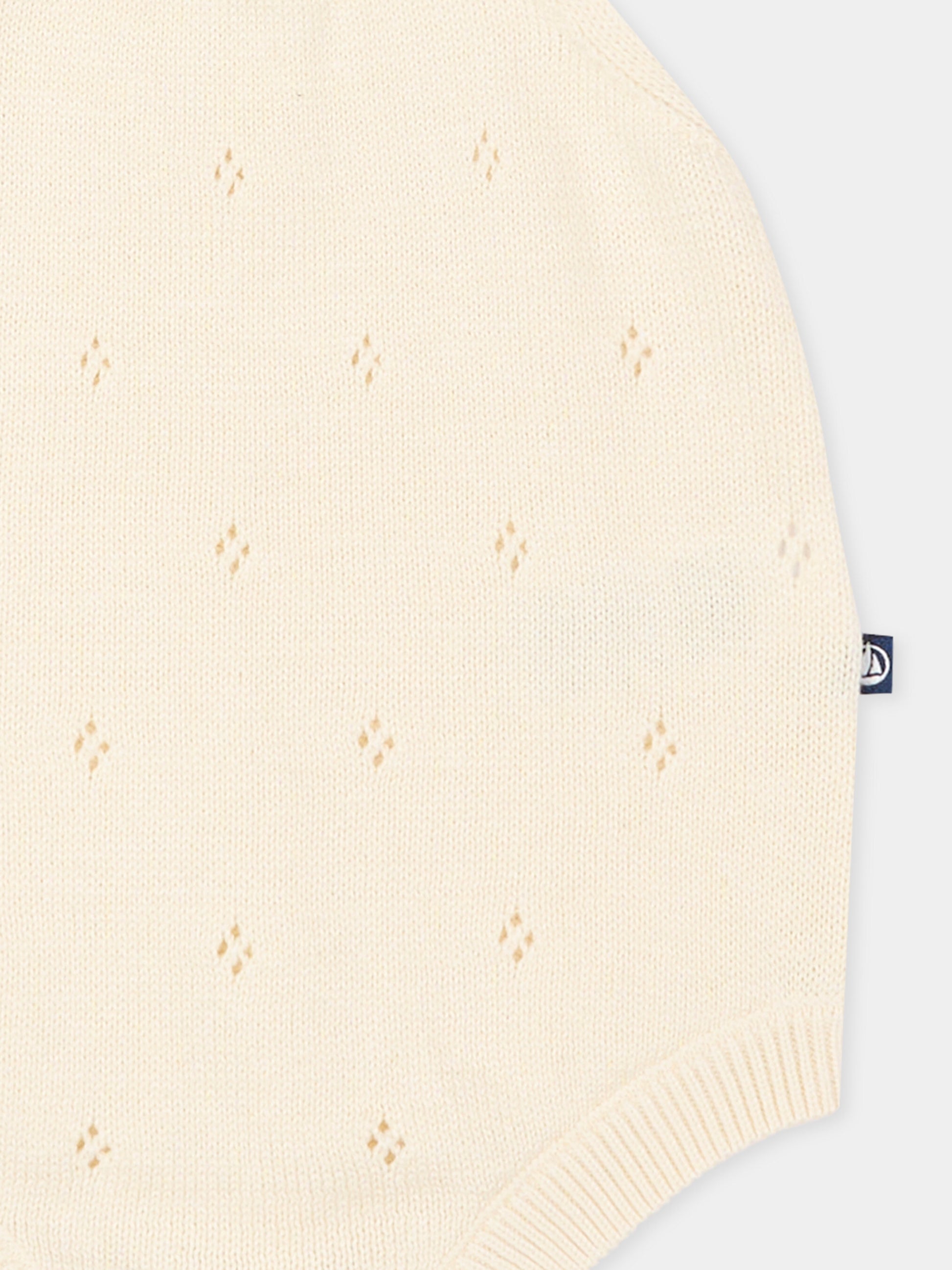 Pagliaccetto avorio per neonata crochet,Petit Bateau,A0FOP MILK 01