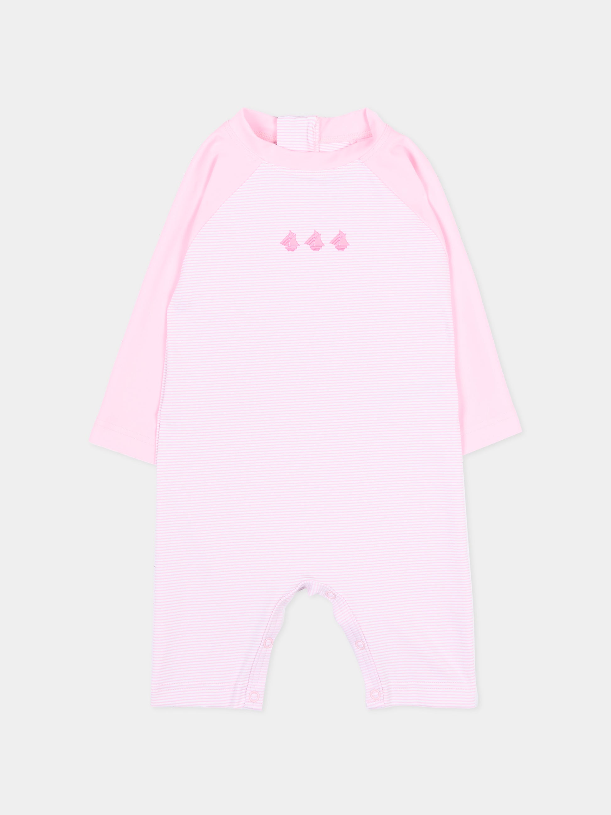 Tutina rosa anti UV per neonata a righe,Petit Bateau,A0FN7 MARQUISE/MARSHMALLOW 02