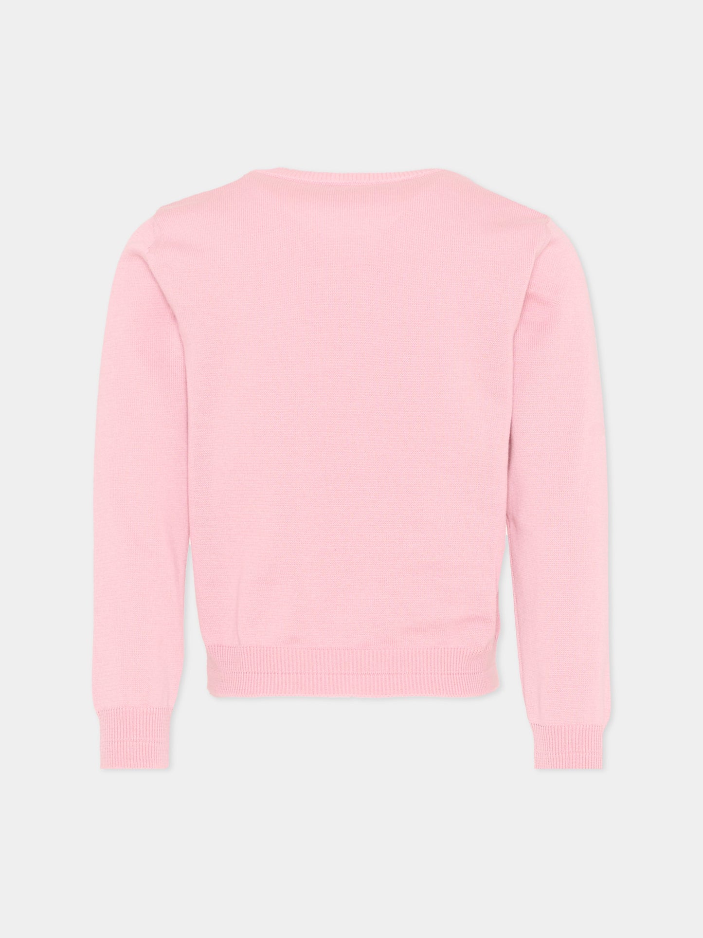 Cardigan rosa per bambina con monogramma,Roberto Cavalli Kids,CGP26153CD PINK CRYSTAL ROSE