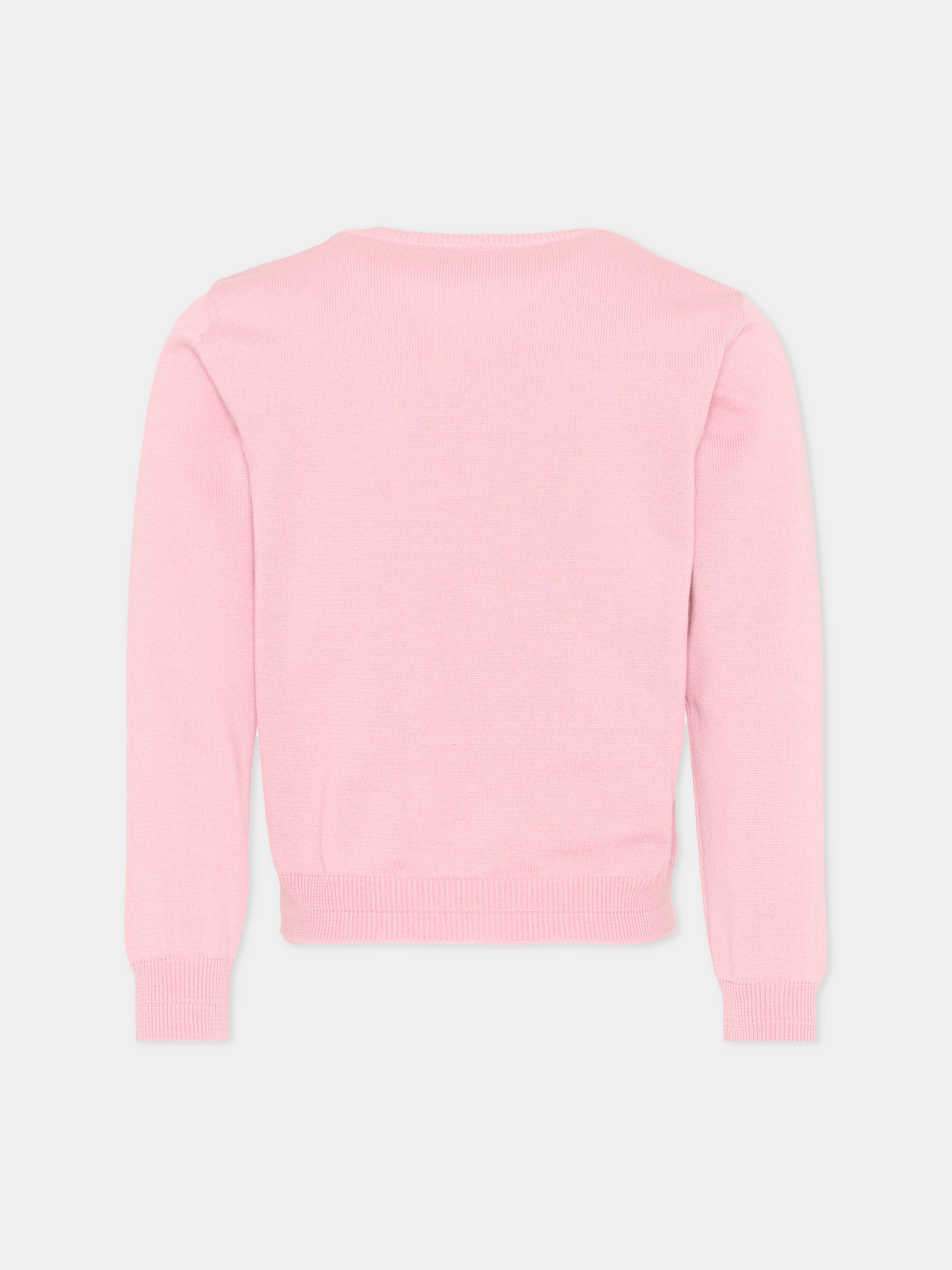 Cardigan rosa per bambina con monogramma,Roberto Cavalli Kids,CGP26153CD PINK CRYSTAL ROSE