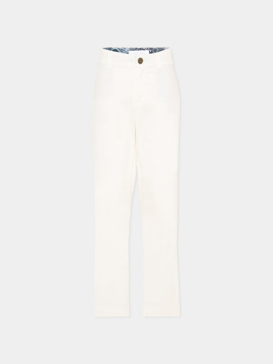 Pantaloni eleganti bianchi per bambino,Roberto Cavalli Kids,CBP26002PA WHITE