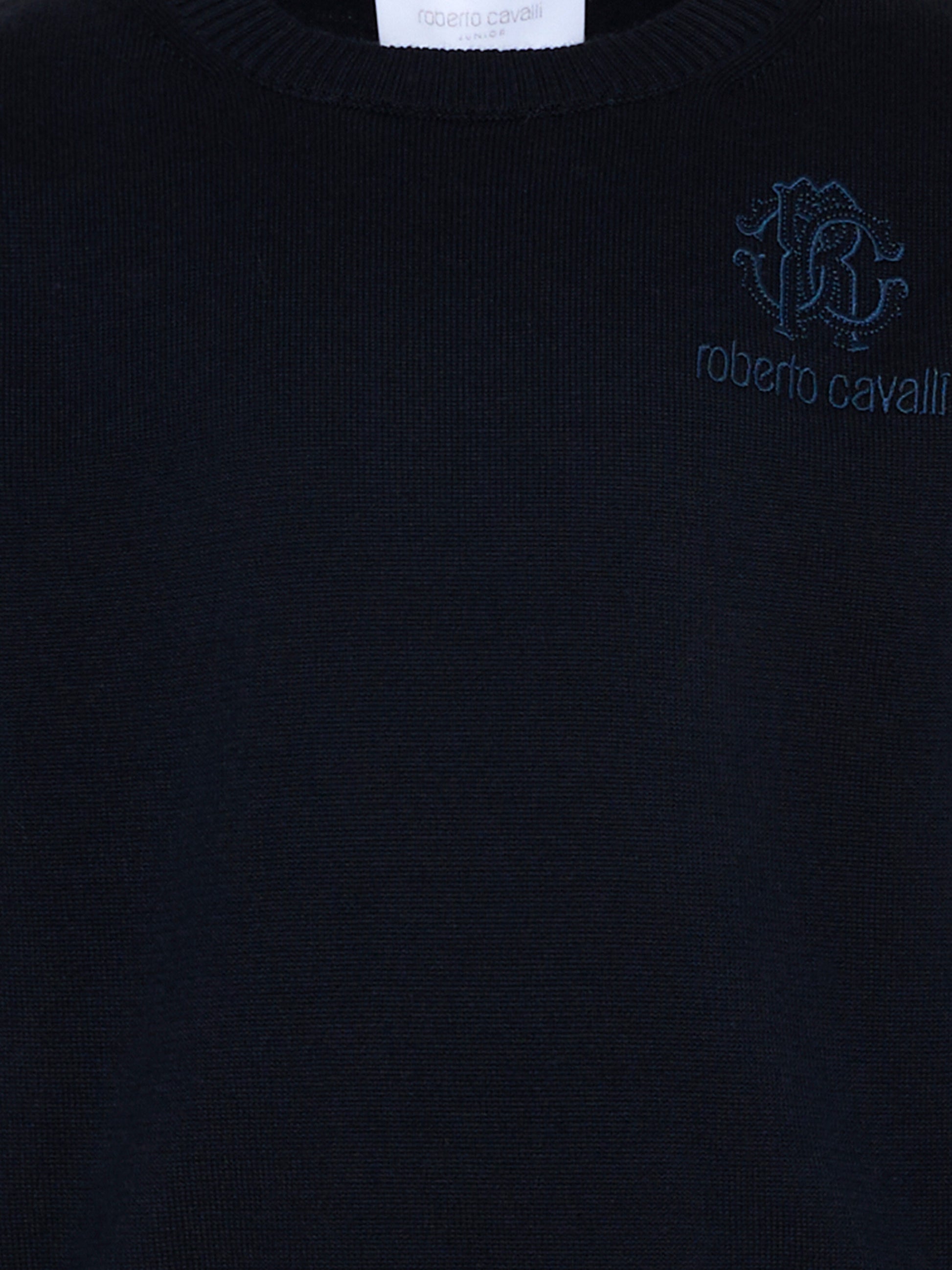 Maglione blu per bambino con logo,Roberto Cavalli Kids,CBP26013MA BLUE PEACOAT