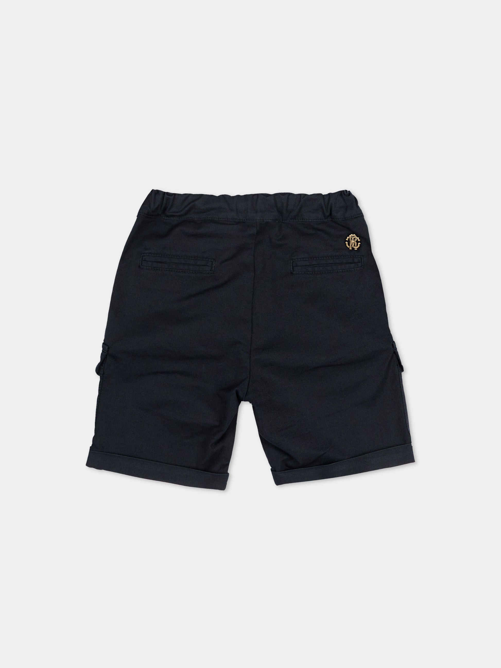 Shorts blu per neonato con tasche cargo,Roberto Cavalli Kids,CIP26086BE BLUE PEACOAT