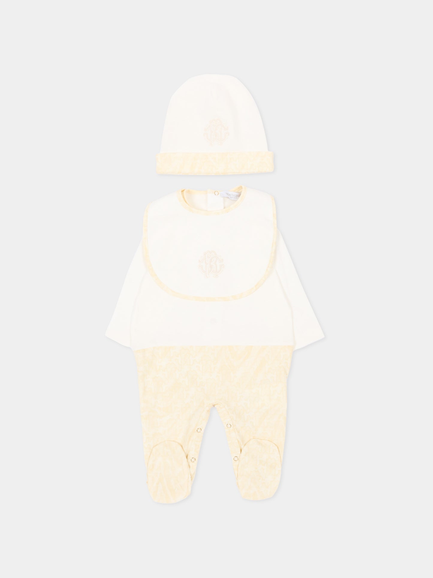 Set tutina avorio per neonati animalier,Roberto Cavalli Kids,CLP26005TU ZEBRA AVORIO