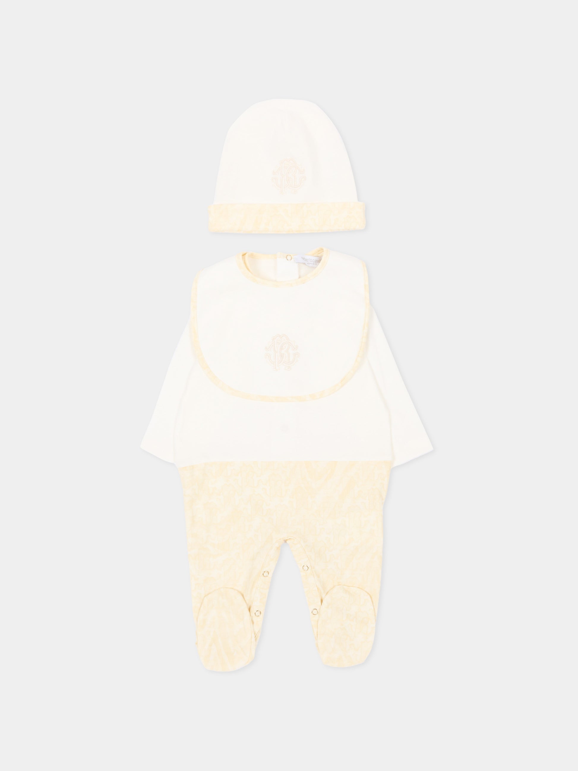 Set tutina avorio per neonati animalier,Roberto Cavalli Kids,CLP26005TU ZEBRA AVORIO