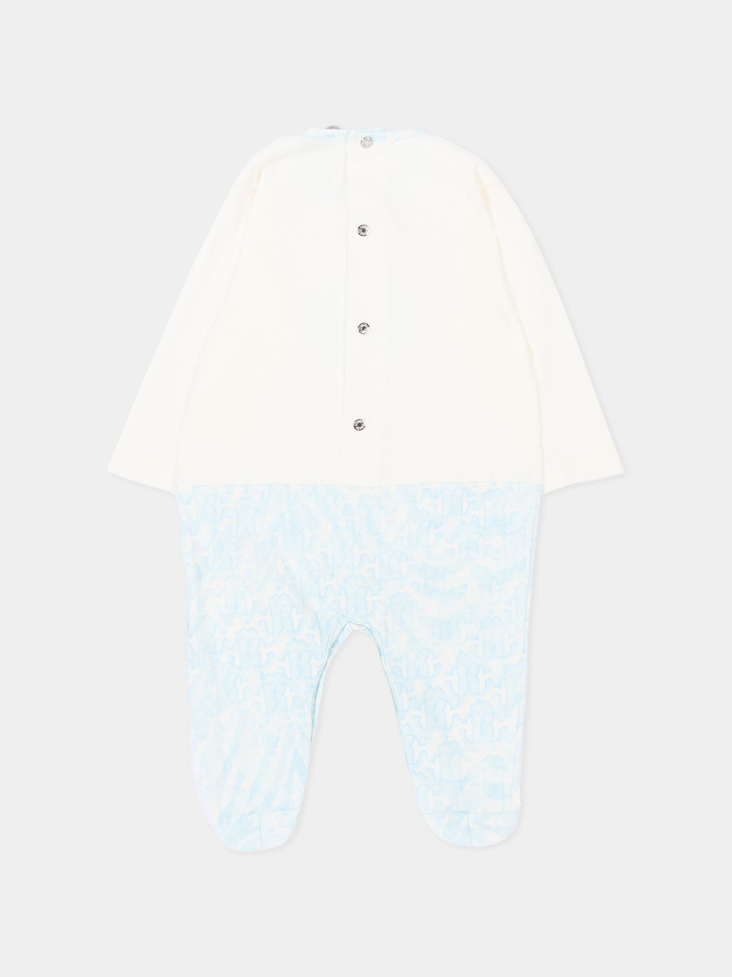 Set tutina celeste per neonato con monogram,Roberto Cavalli Kids,CLP26006TU ZEBRA CELESTE