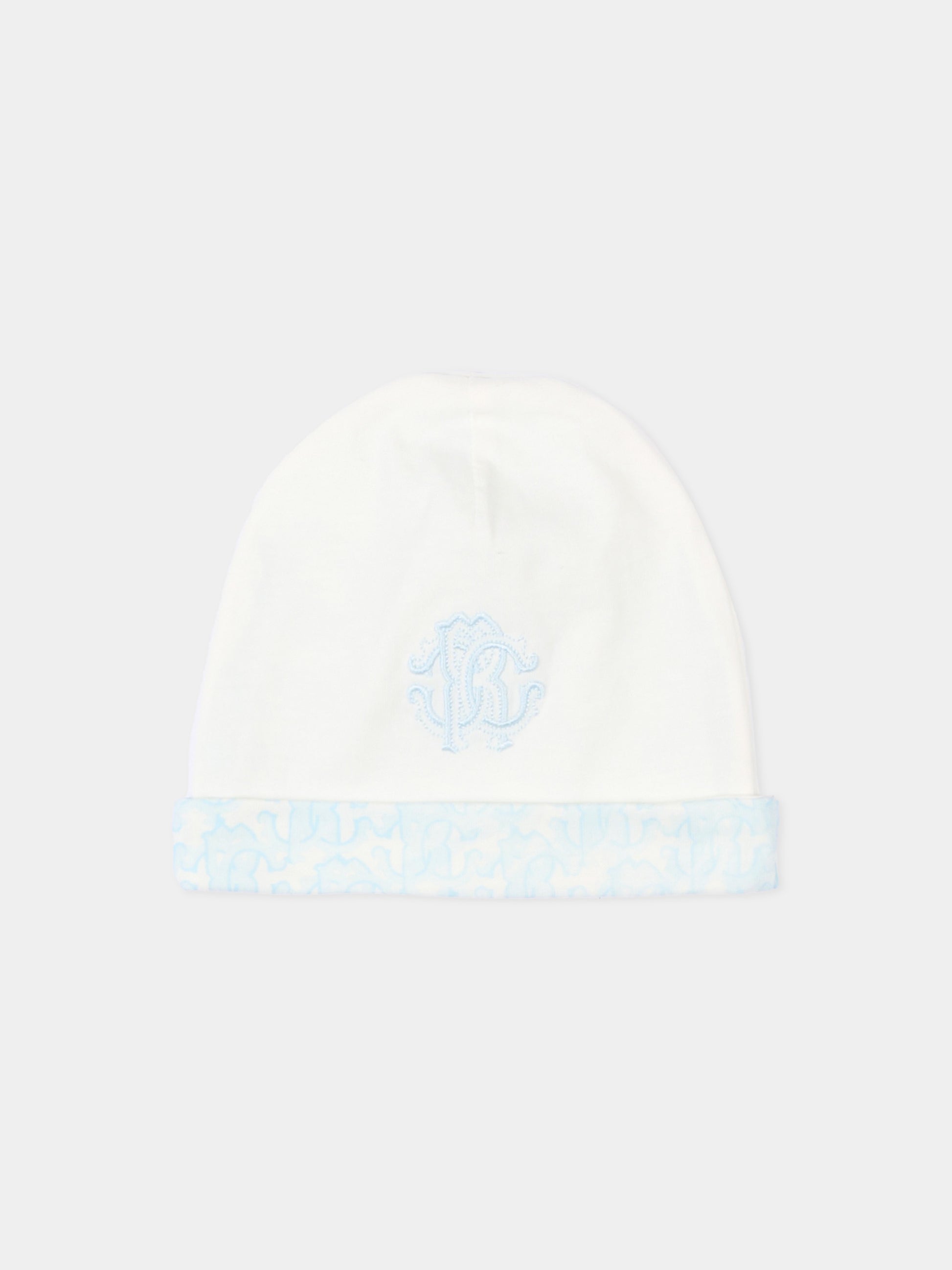 Set tutina celeste per neonato con monogram,Roberto Cavalli Kids,CLP26006TU ZEBRA CELESTE