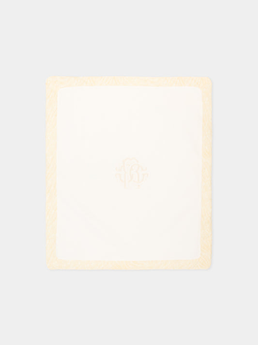 Coperta avorio per neonati con monogram,Roberto Cavalli Kids,CLP26011CE ZEBRA AVORIO