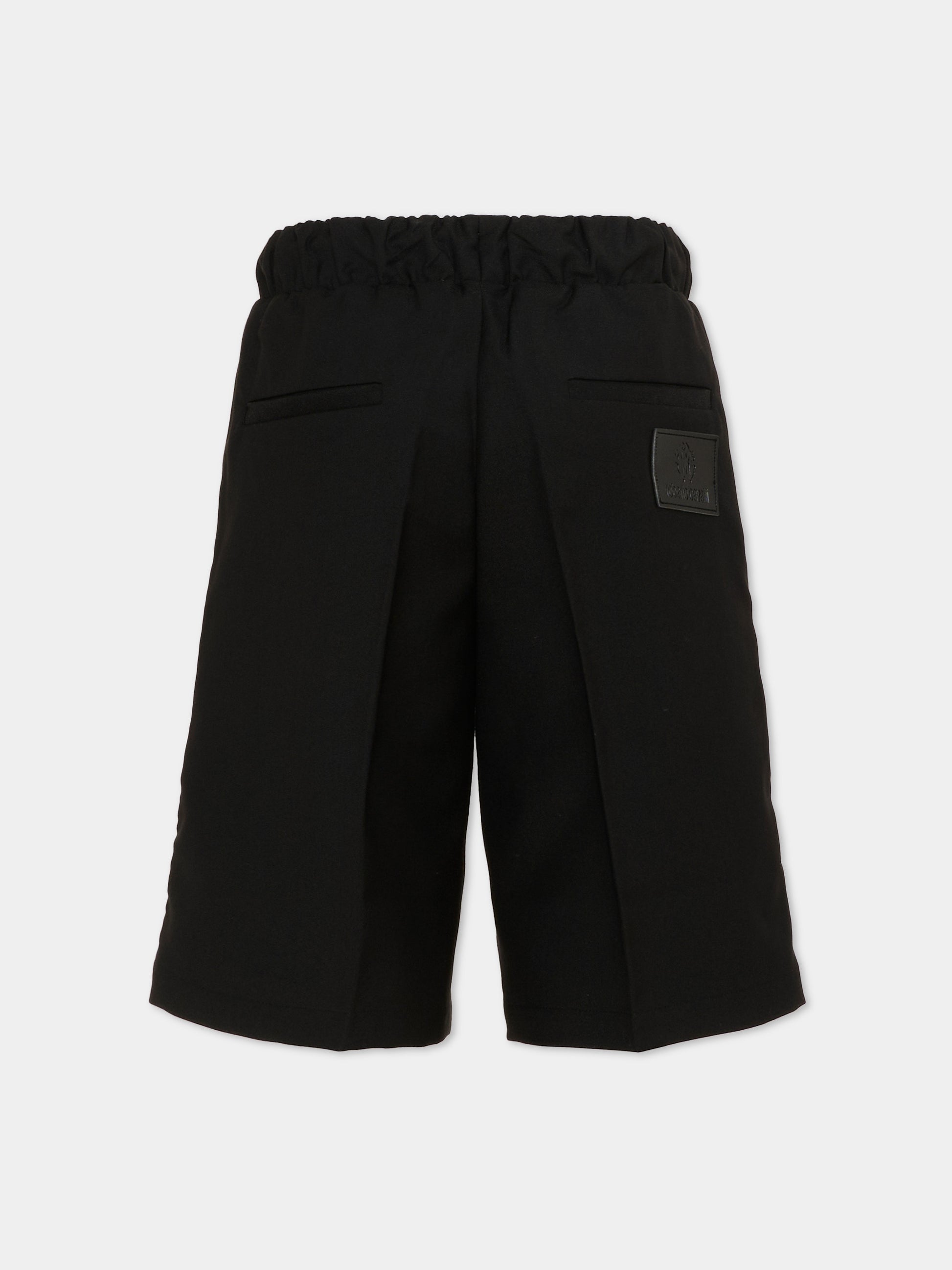 Shorts casual neri per bambino,Roberto Cavalli Kids,CBP26121BE BLACK