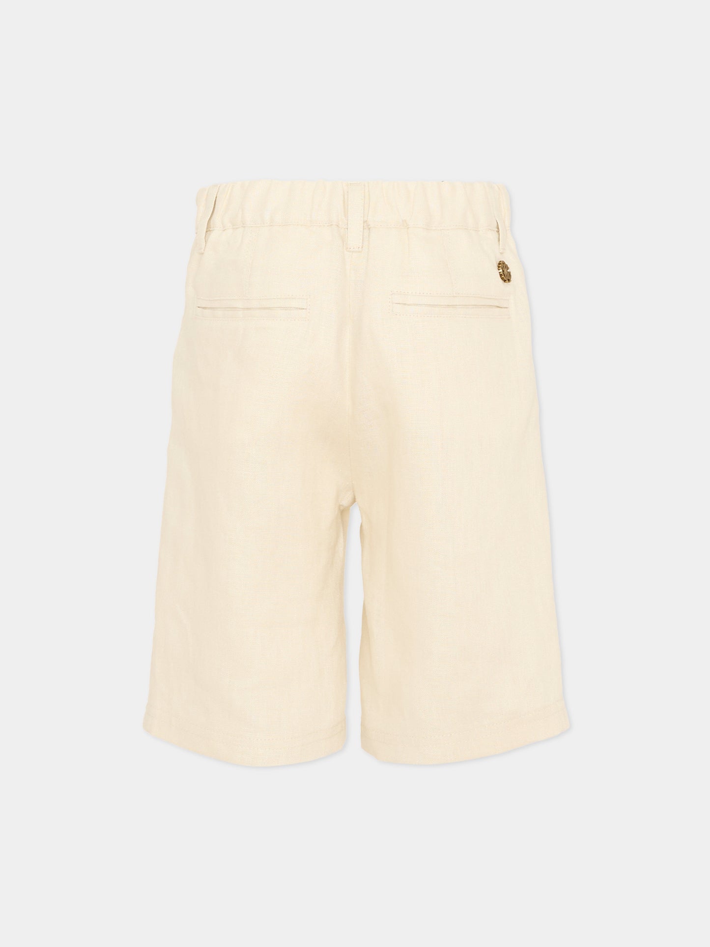Shorts beige per bambino con monogram,Roberto Cavalli Kids,CBP26147BE BEIGE PUTTY COLOR