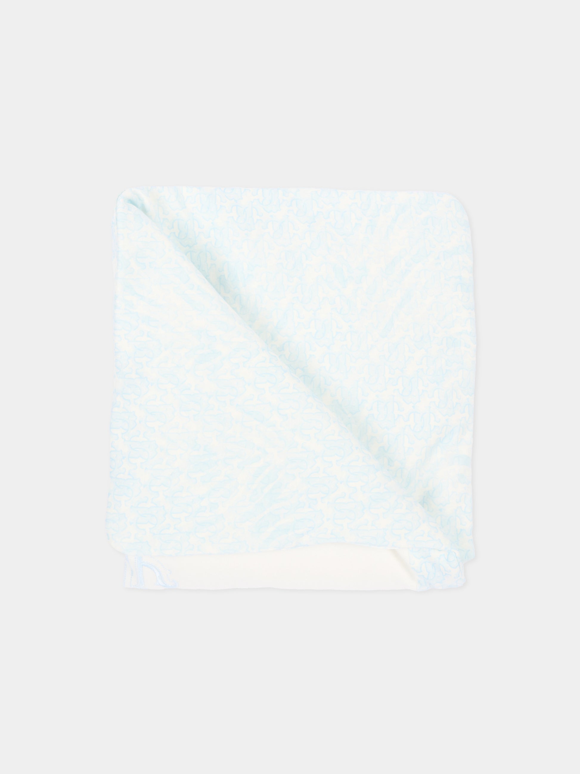 Coperta celeste per neonato con monogram,Roberto Cavalli Kids,CLP26011CE ZEBRA CELESTE