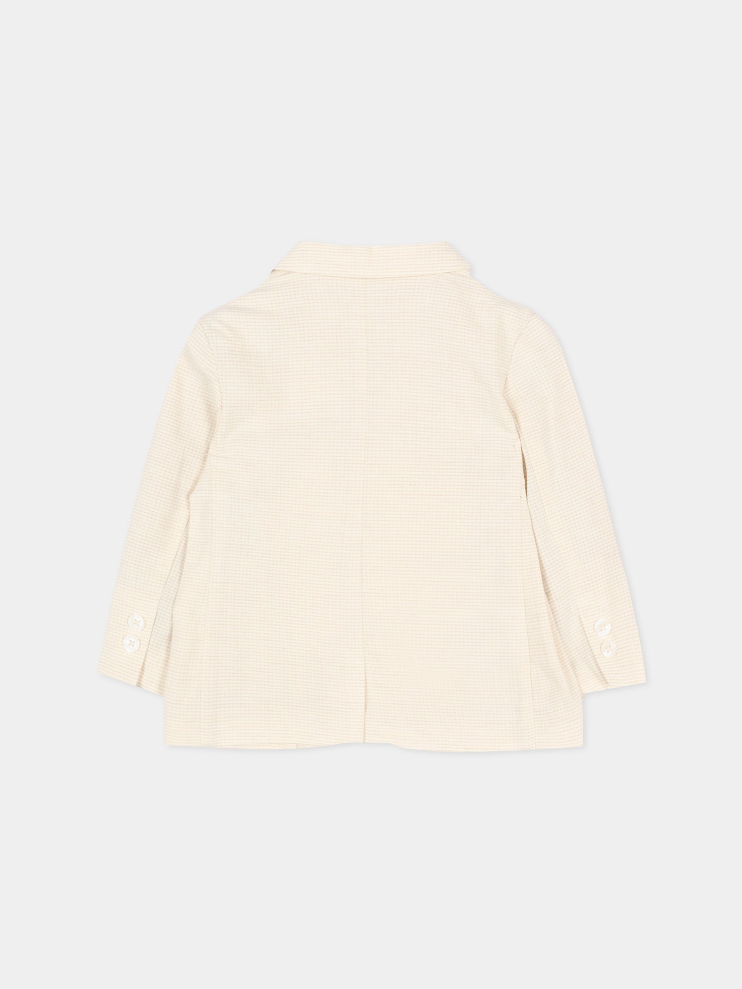 Giacca beige per neonato a quadretti,Mayoral,1404 024