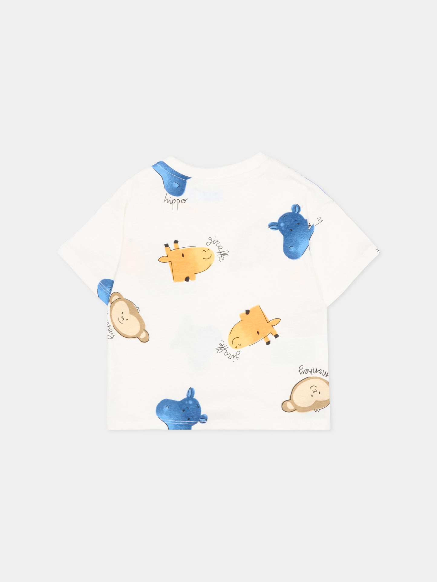 T-Shirt avorio con animali per neonato,Mayoral,1014 094