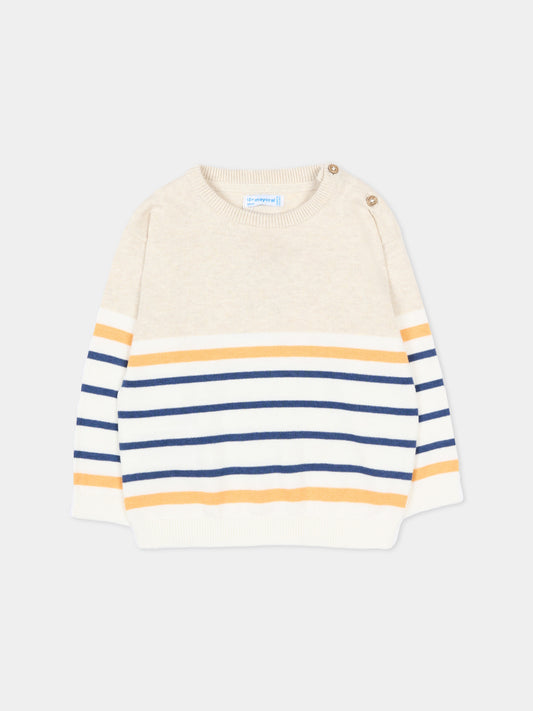 Maglione beige per neonato a righe,Mayoral,1309 071