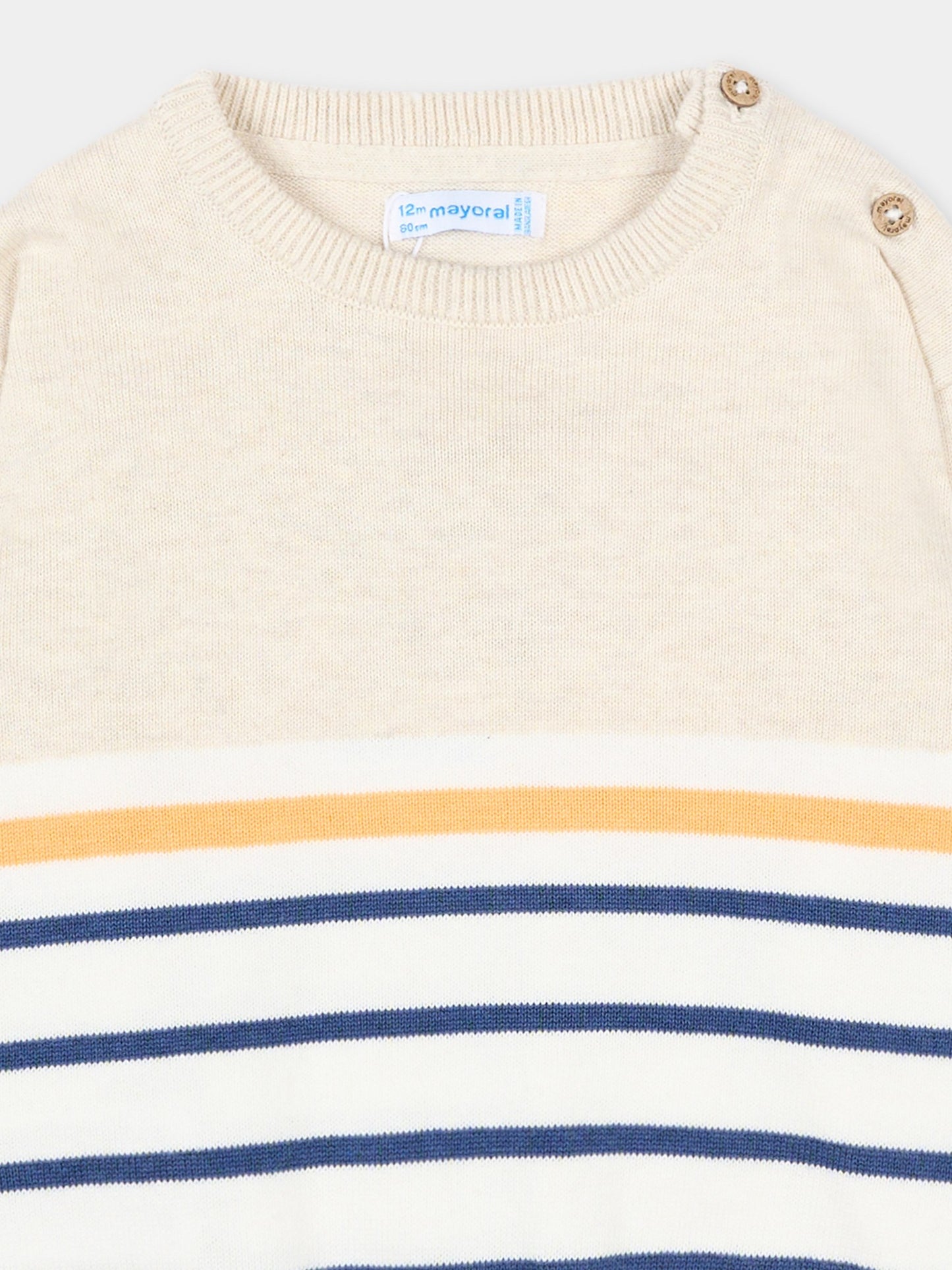 Maglione beige per neonato a righe,Mayoral,1309 071