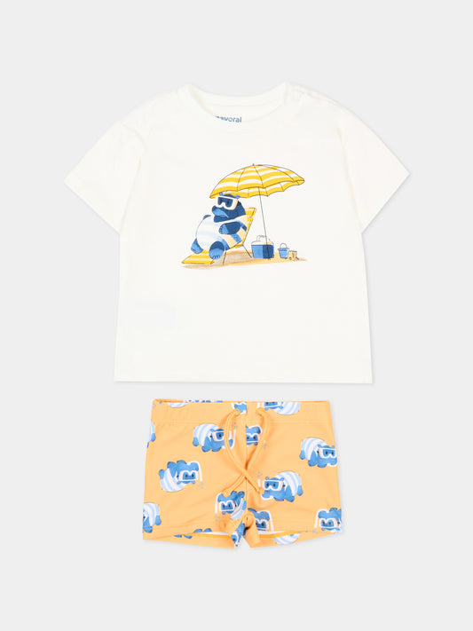 Completo sportivo multicolor per neonato con stampa ippopotamo,Mayoral,1661 076