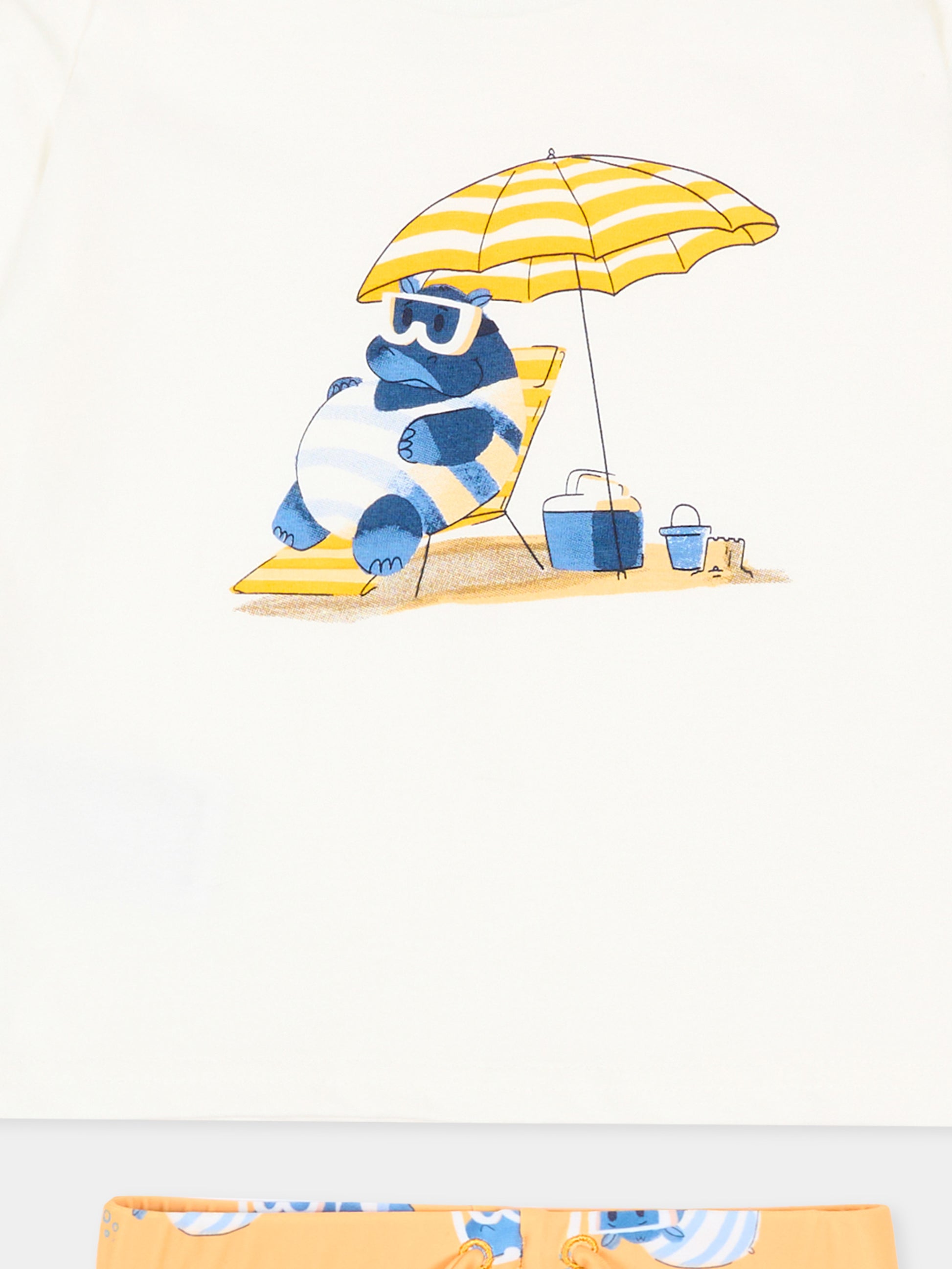 Completo sportivo multicolor per neonato con stampa ippopotamo,Mayoral,1661 076