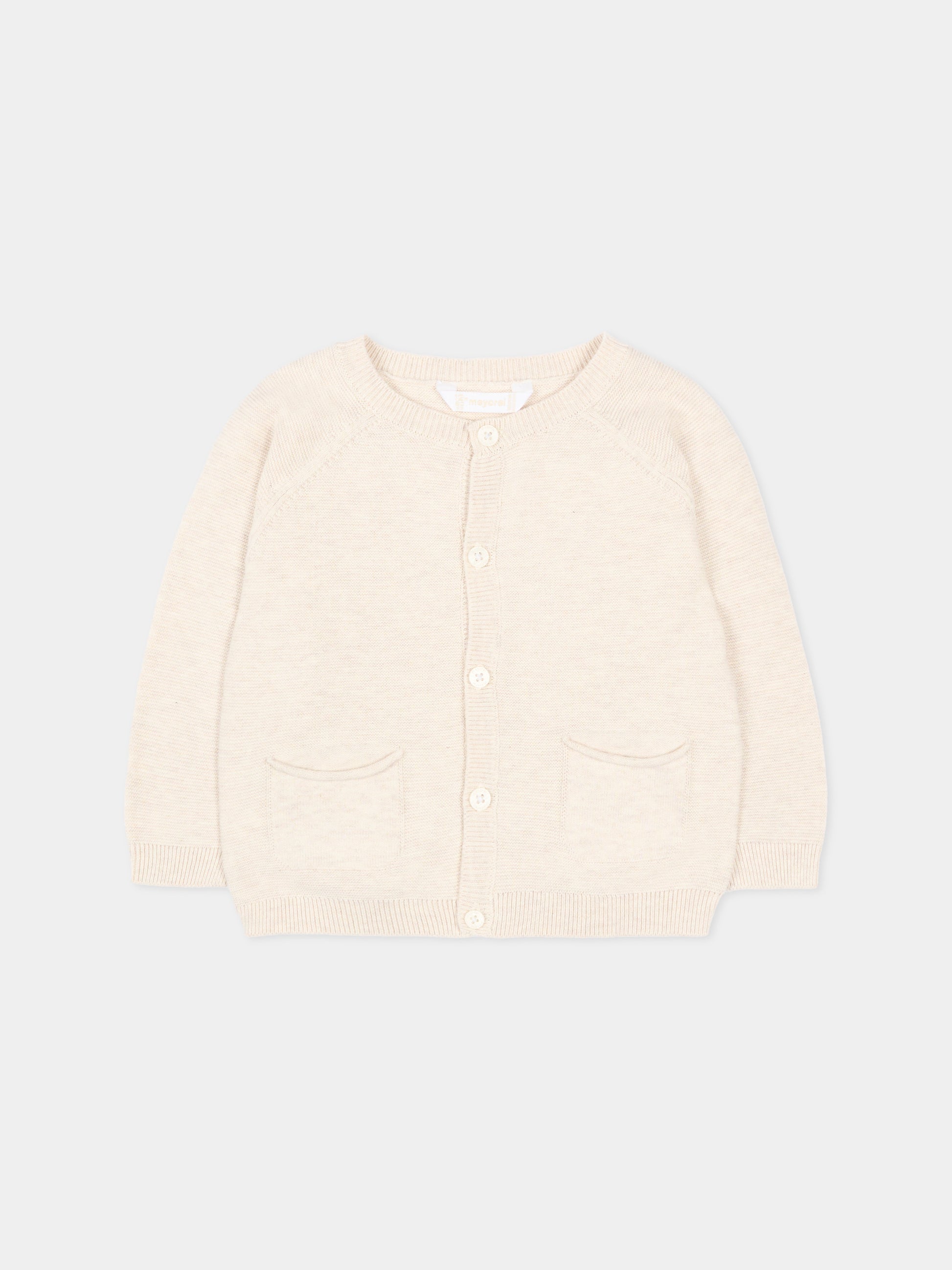 Cardigan beige per neonato con tasche,Mayoral,1311 080
